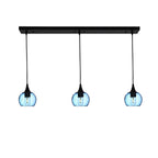 763 3 Pendant Linear Chandelier-Glass-Bicycle Glass Co - Hotshop-Matte Black - 4ft Cord-Lunar-Steel Blue-Bicycle Glass Co
