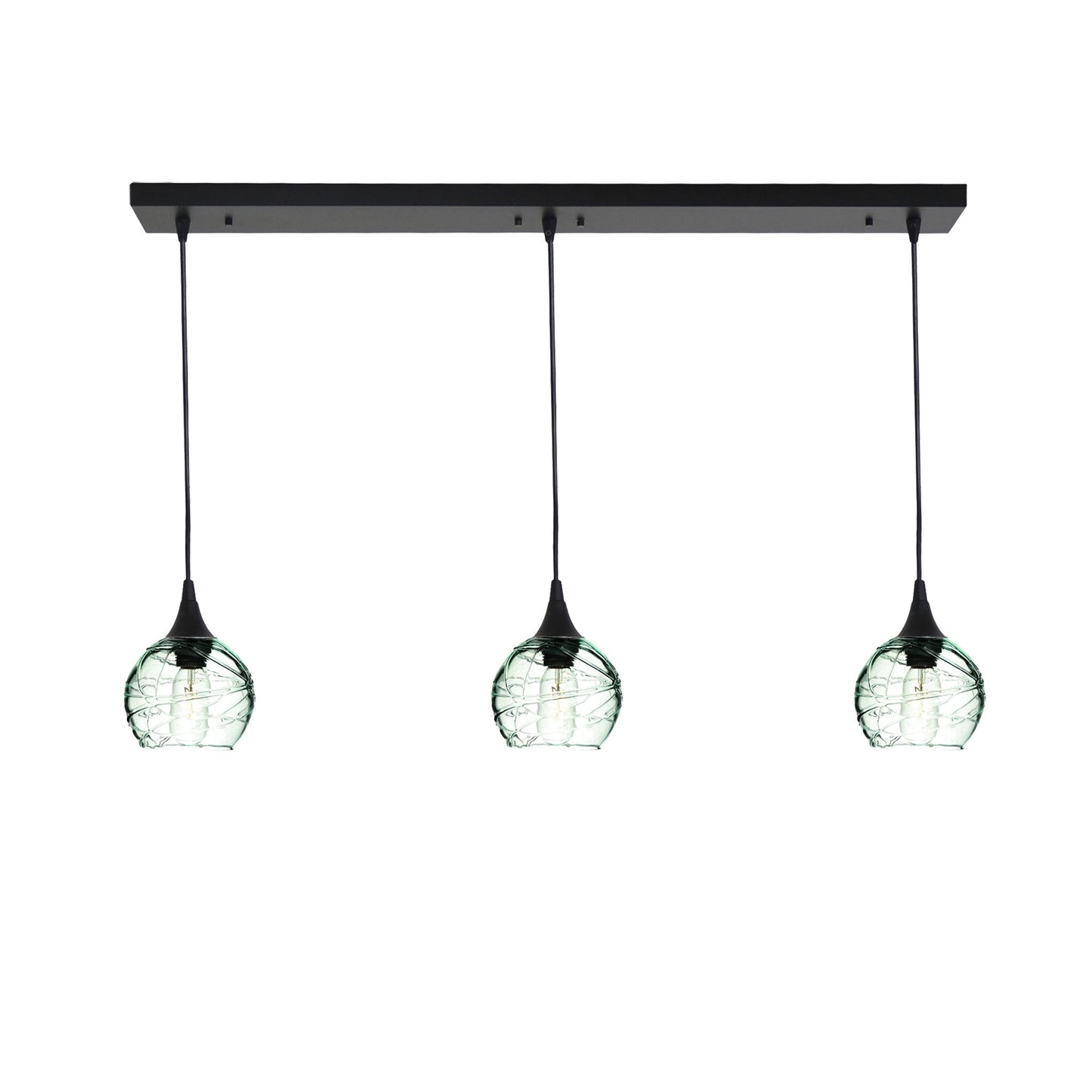 763 3 Pendant Linear Chandelier-Glass-Bicycle Glass Co - Hotshop-Matte Black - 4ft Cord-Spun-Eco Clear-Bicycle Glass Co