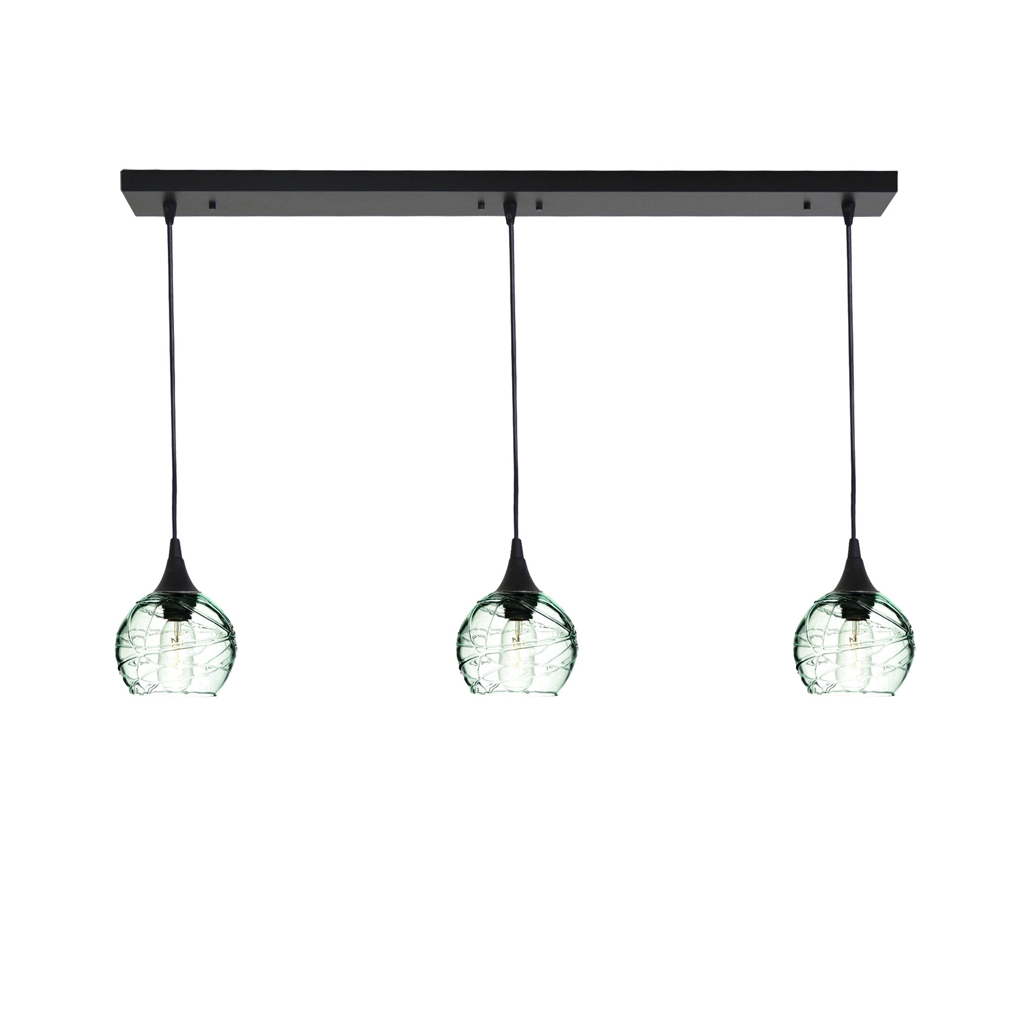 763 3 Pendant Linear Chandelier-Glass-Bicycle Glass Co - Hotshop-Matte Black - 4ft Cord-Spun-Eco Clear-Bicycle Glass Co