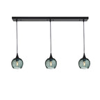 763 3 Pendant Linear Chandelier-Glass-Bicycle Glass Co - Hotshop-Matte Black - 4ft Cord-Spun-Slate Gray-Bicycle Glass Co
