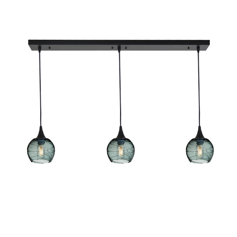 763 3 Pendant Linear Chandelier — Matte Black - 4ft Cord / Spun / Slate Gray