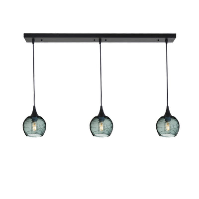 763 3 Pendant Linear Chandelier-Glass-Bicycle Glass Co - Hotshop-Matte Black - 4ft Cord-Spun-Slate Gray-Bicycle Glass Co