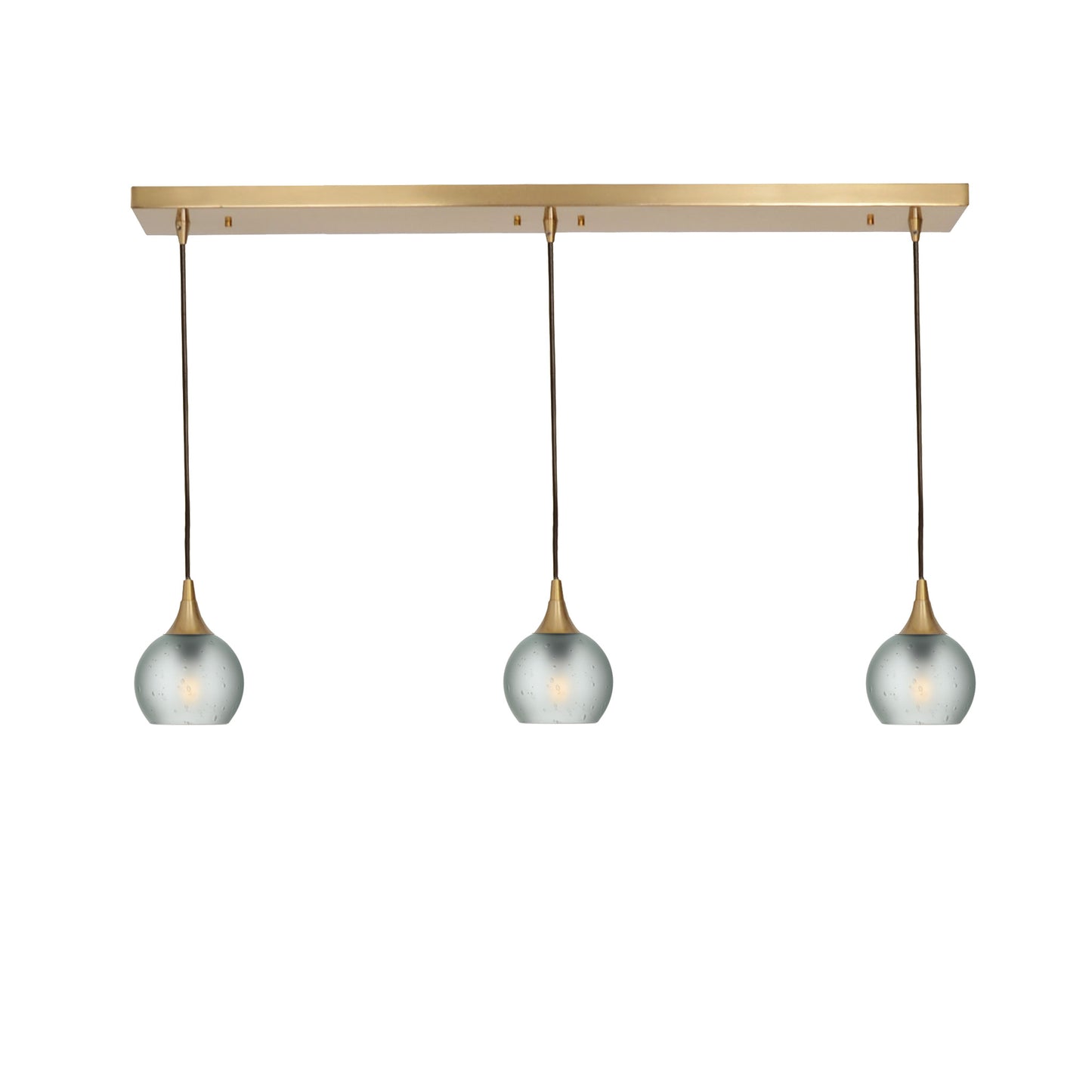 763 3 Pendant Linear Chandelier-Glass-Bicycle Glass Co - Hotshop-Polished Brass - 4ft Cord-Celestial-Eco Clear-Bicycle Glass Co