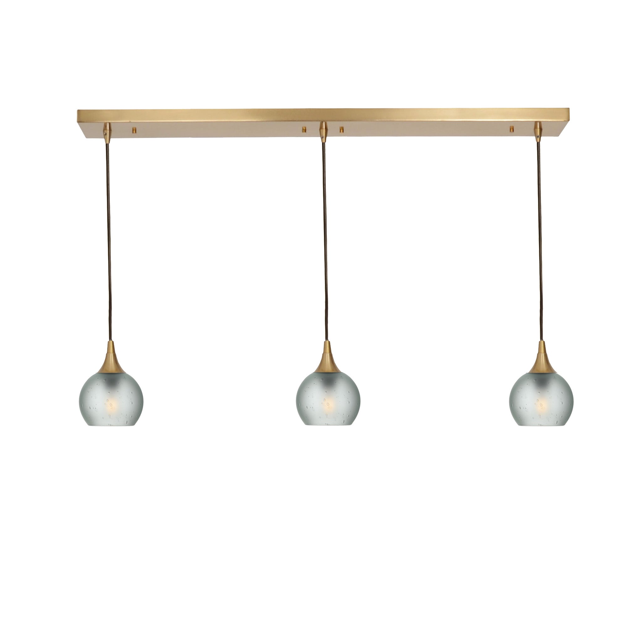 763 3 Pendant Linear Chandelier-Glass-Bicycle Glass Co - Hotshop-Polished Brass - 4ft Cord-Celestial-Eco Clear-Bicycle Glass Co