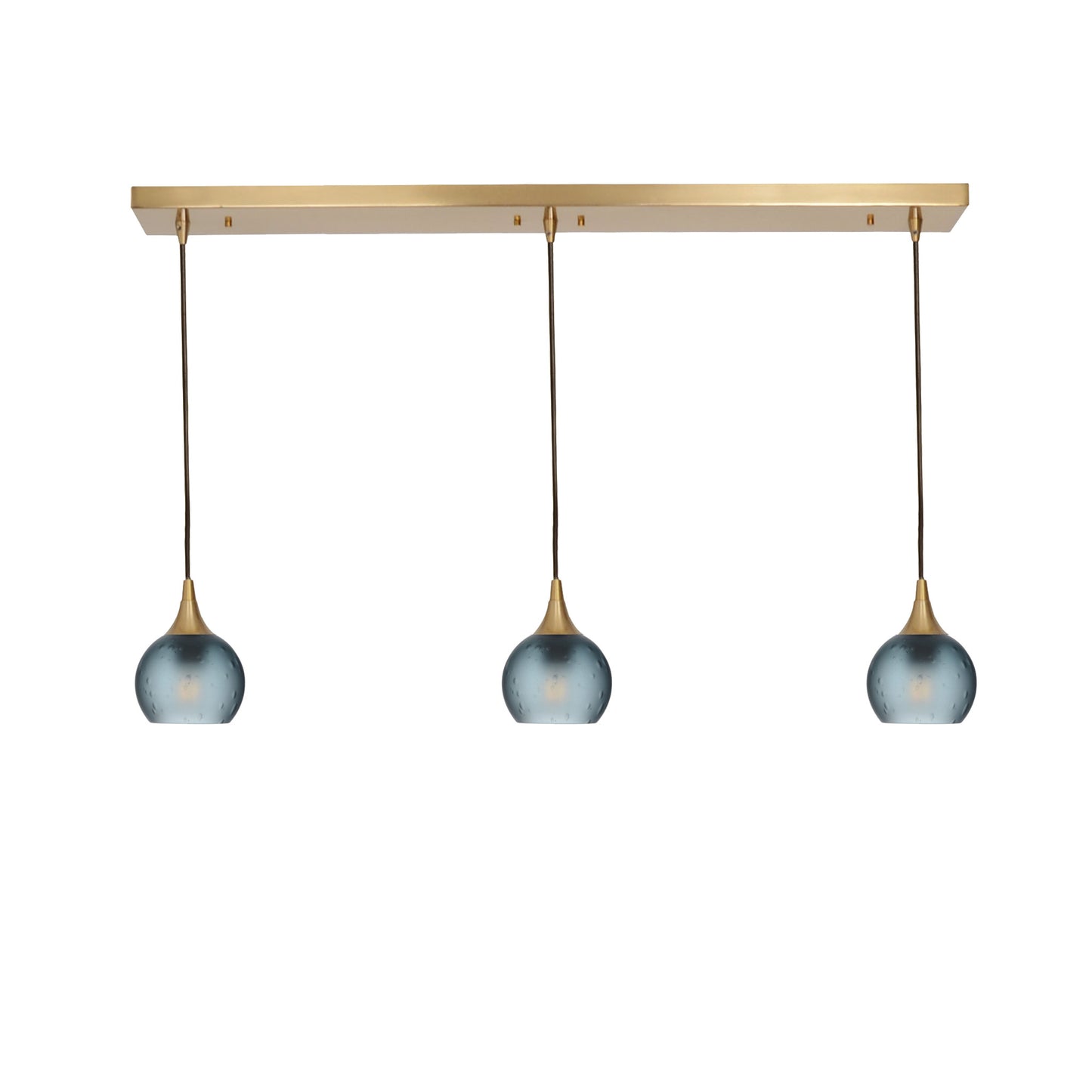 763 3 Pendant Linear Chandelier-Glass-Bicycle Glass Co - Hotshop-Polished Brass - 4ft Cord-Celestial-Slate Gray-Bicycle Glass Co