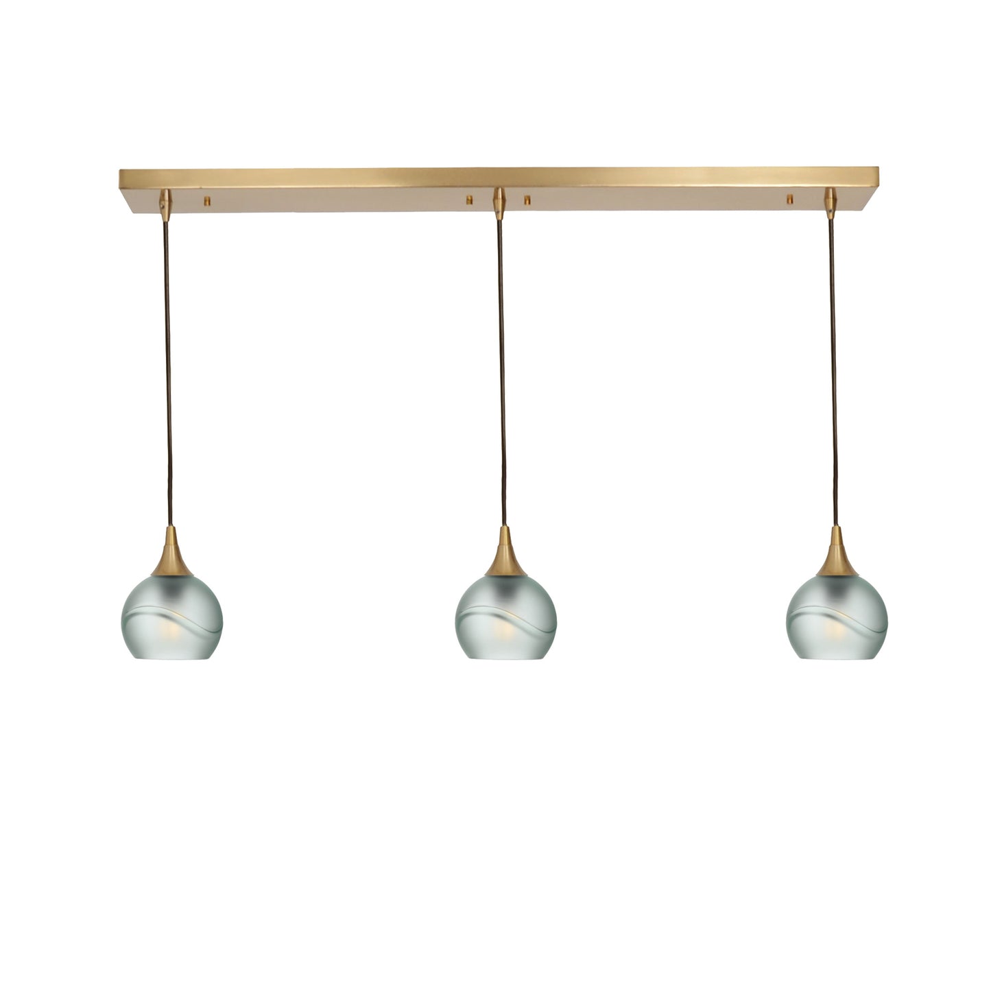 763 3 Pendant Linear Chandelier-Glass-Bicycle Glass Co - Hotshop-Polished Brass - 4ft Cord-Glacial-Eco Clear-Bicycle Glass Co