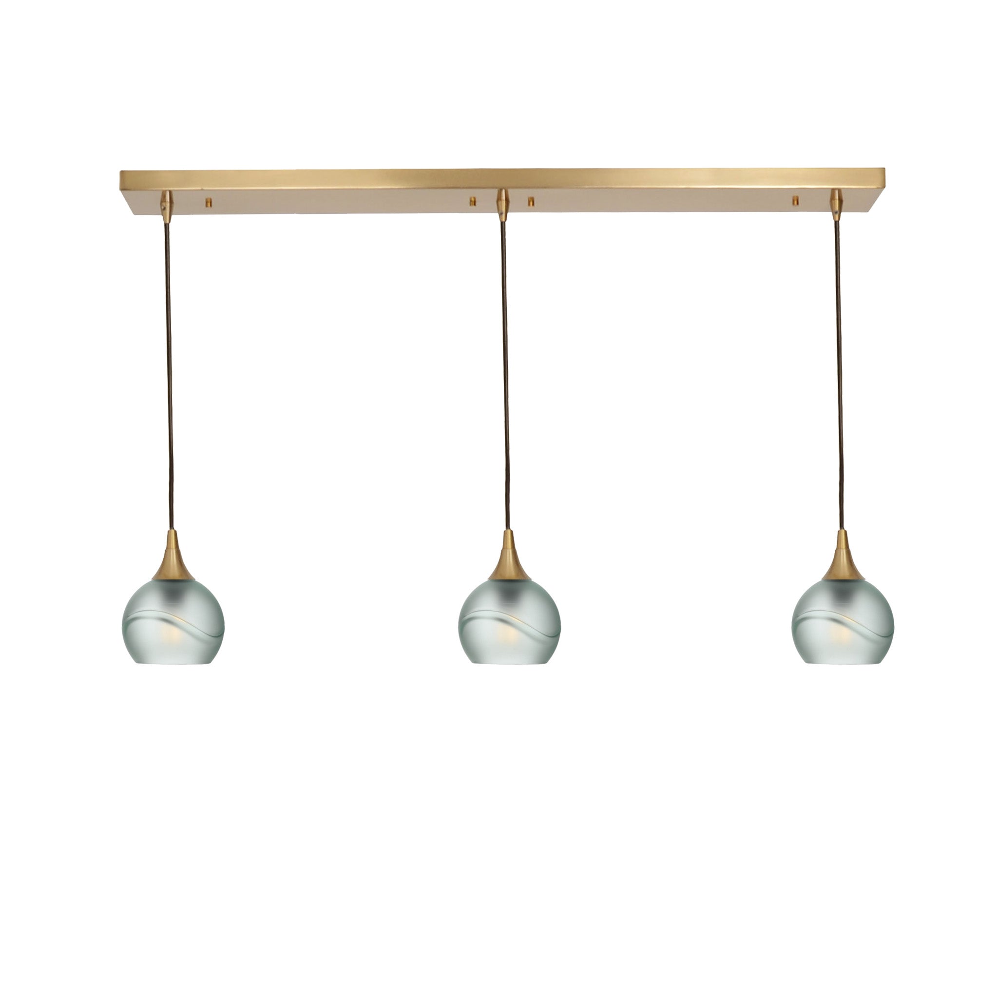 763 3 Pendant Linear Chandelier-Glass-Bicycle Glass Co - Hotshop-Polished Brass - 4ft Cord-Glacial-Eco Clear-Bicycle Glass Co