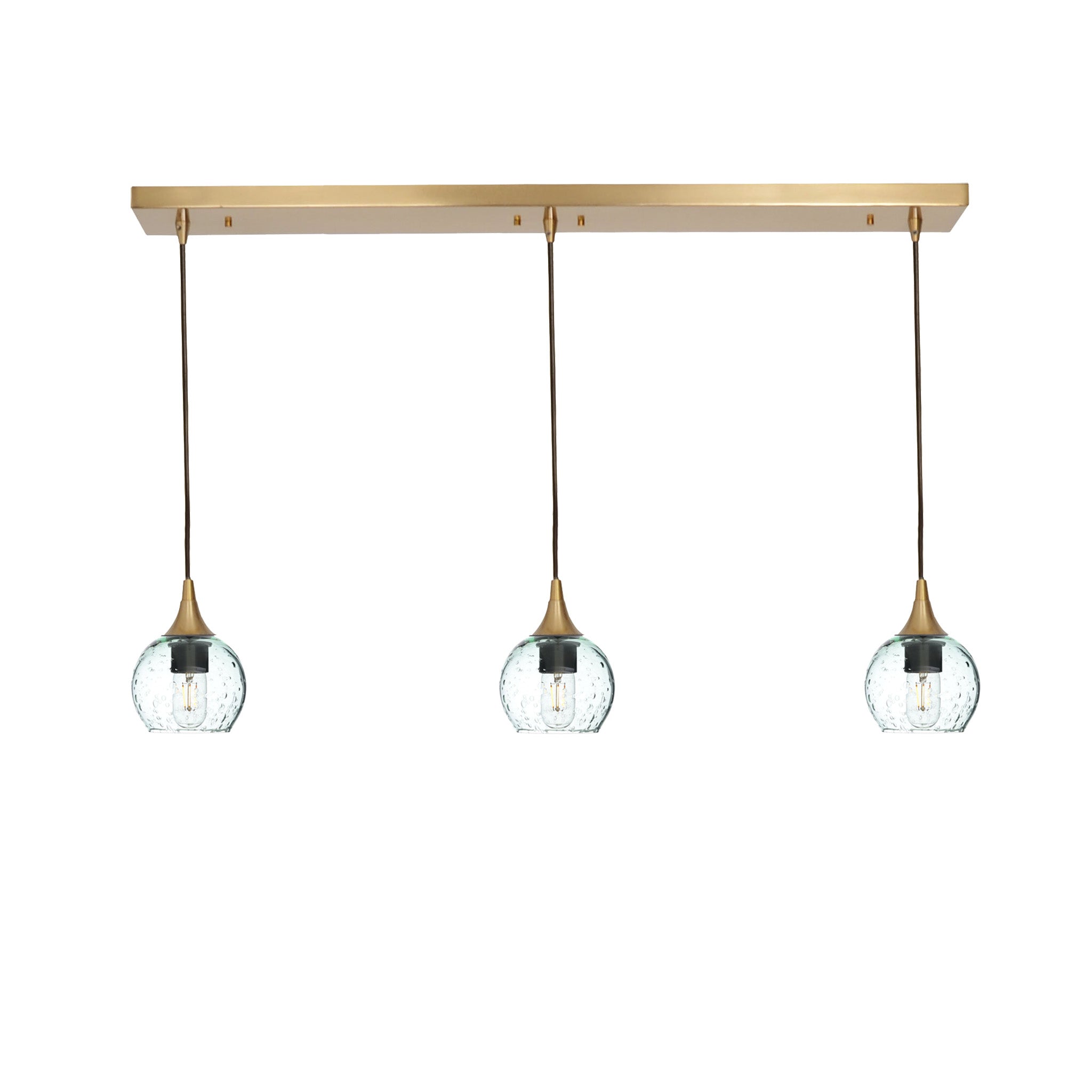 763 3 Pendant Linear Chandelier-Glass-Bicycle Glass Co - Hotshop-Polished Brass - 4ft Cord-Lunar-Eco Clear-Bicycle Glass Co