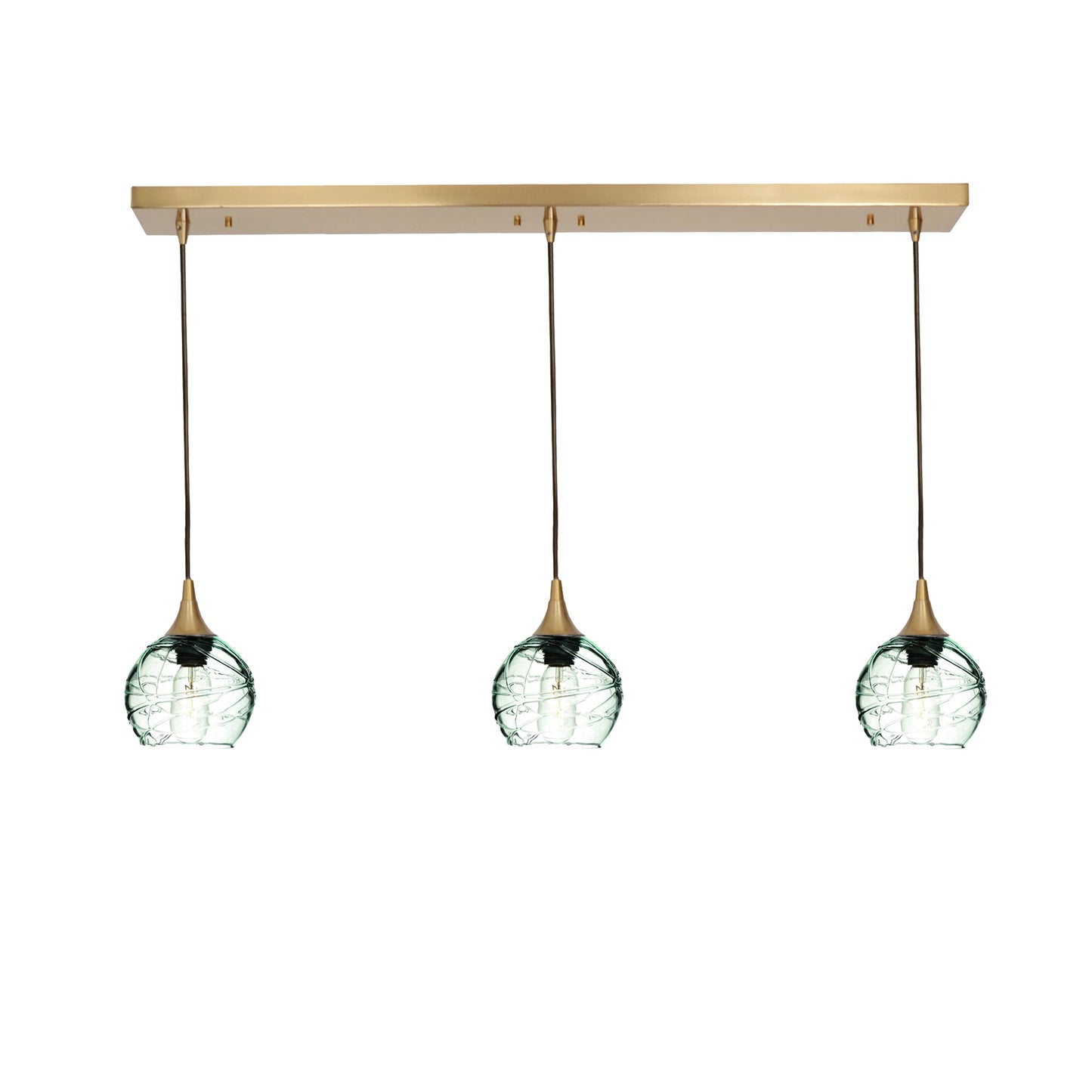 763 3 Pendant Linear Chandelier-Glass-Bicycle Glass Co - Hotshop-Polished Brass - 4ft Cord-Spun-Eco Clear-Bicycle Glass Co