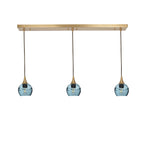 763 3 Pendant Linear Chandelier-Glass-Bicycle Glass Co - Hotshop-Polished Brass - 4ft Cord-Swell-Slate Gray-Bicycle Glass Co