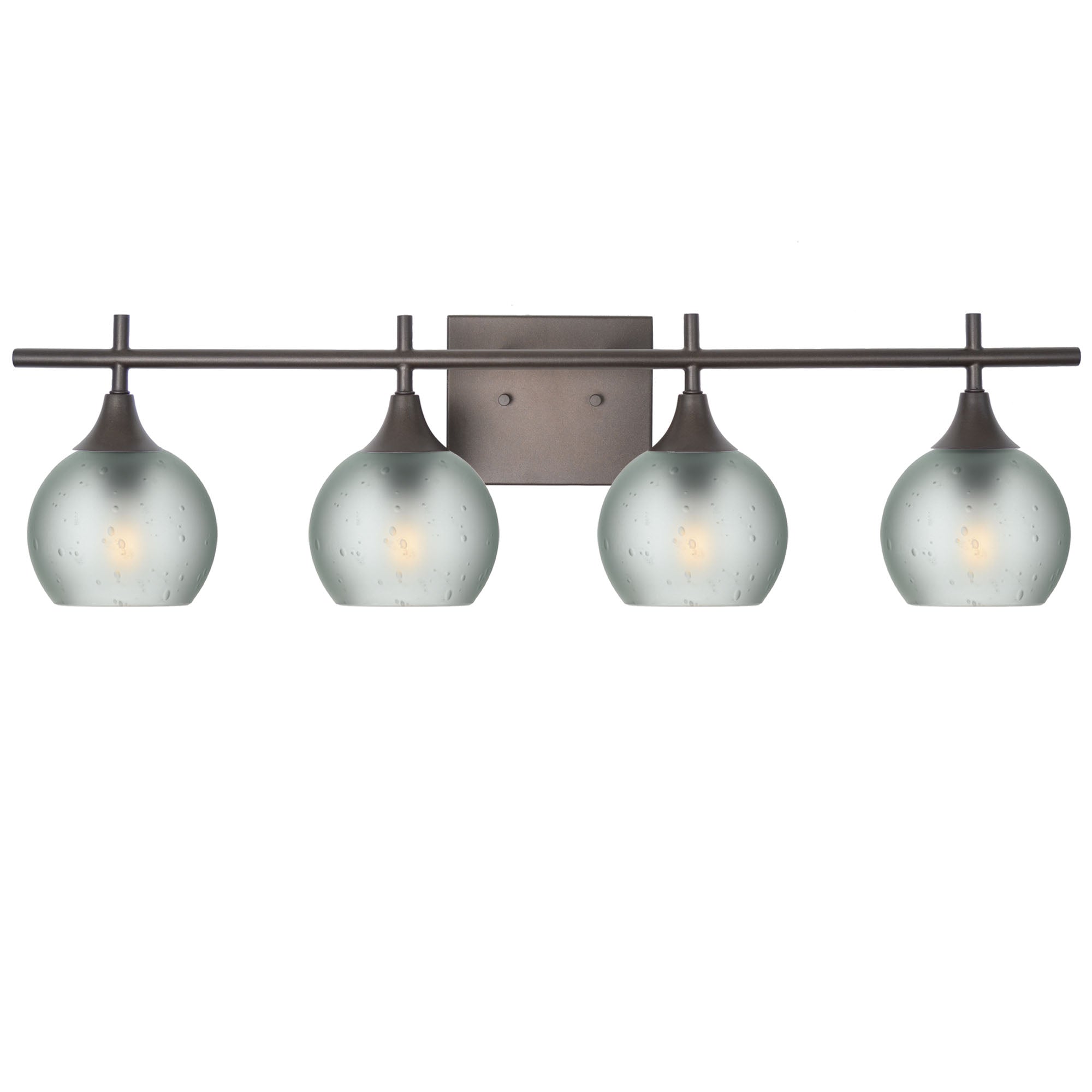 763 4-Light Vanity-Glass-Bicycle Glass Co-Celestial-Eco Clear-Antique Bronze-Bicycle Glass Co