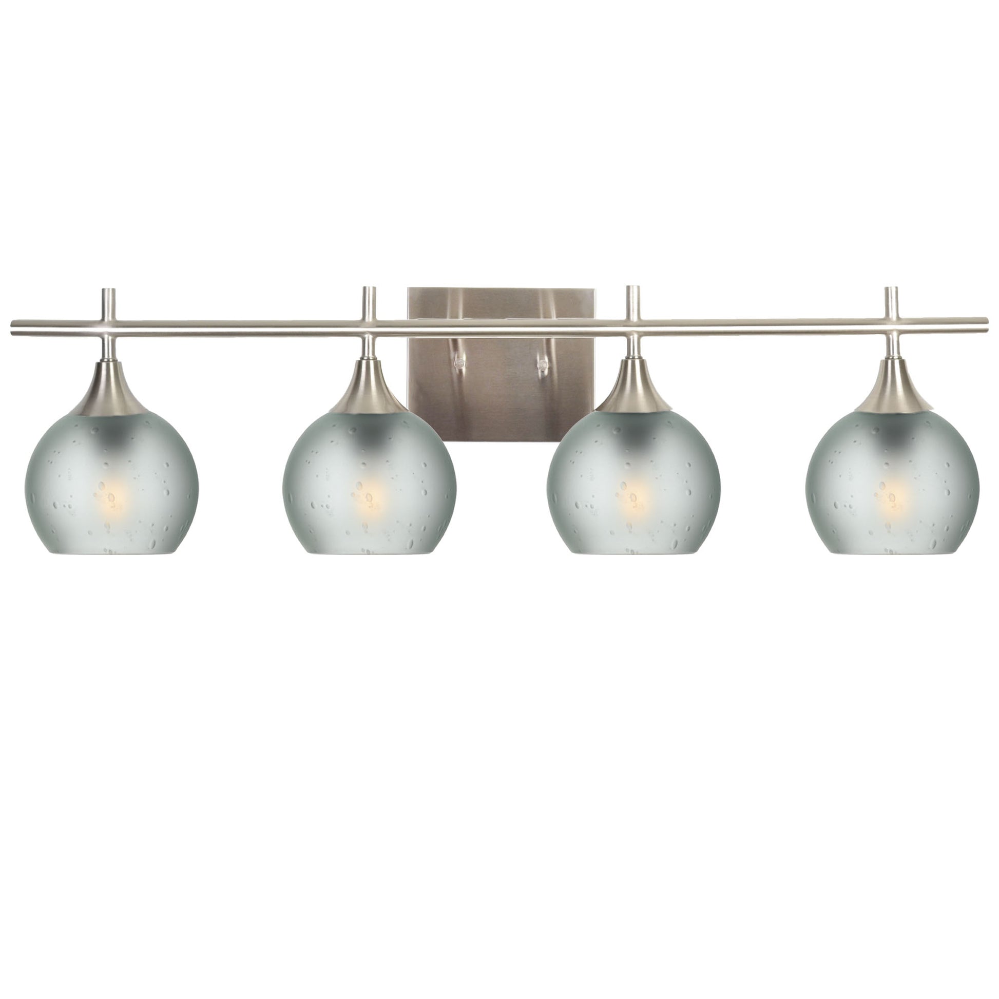 763 4-Light Vanity-Glass-Bicycle Glass Co-Celestial-Eco Clear-Brushed Nickel-Bicycle Glass Co