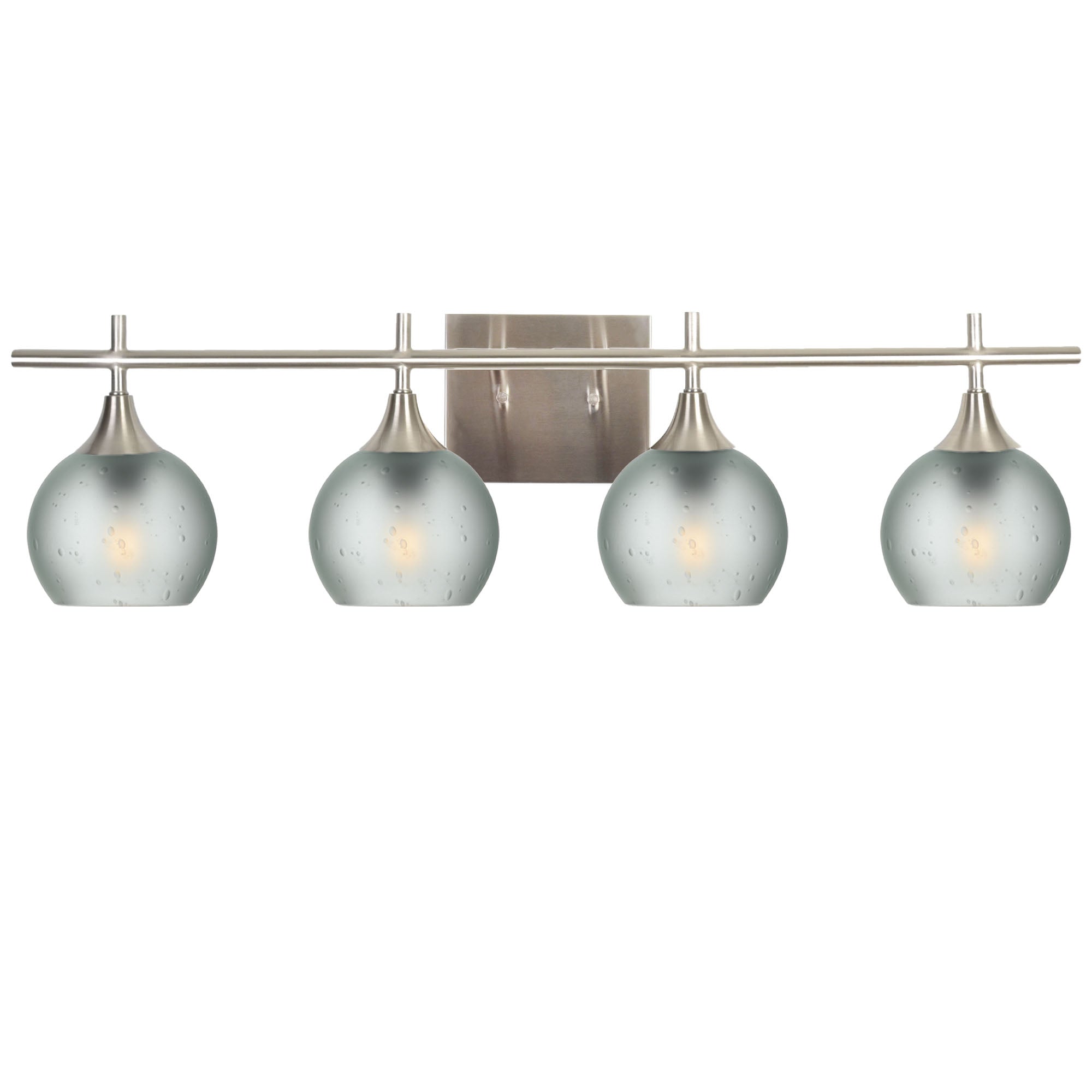 763 4-Light Vanity-Glass-Bicycle Glass Co-Celestial-Eco Clear-Brushed Nickel-Bicycle Glass Co