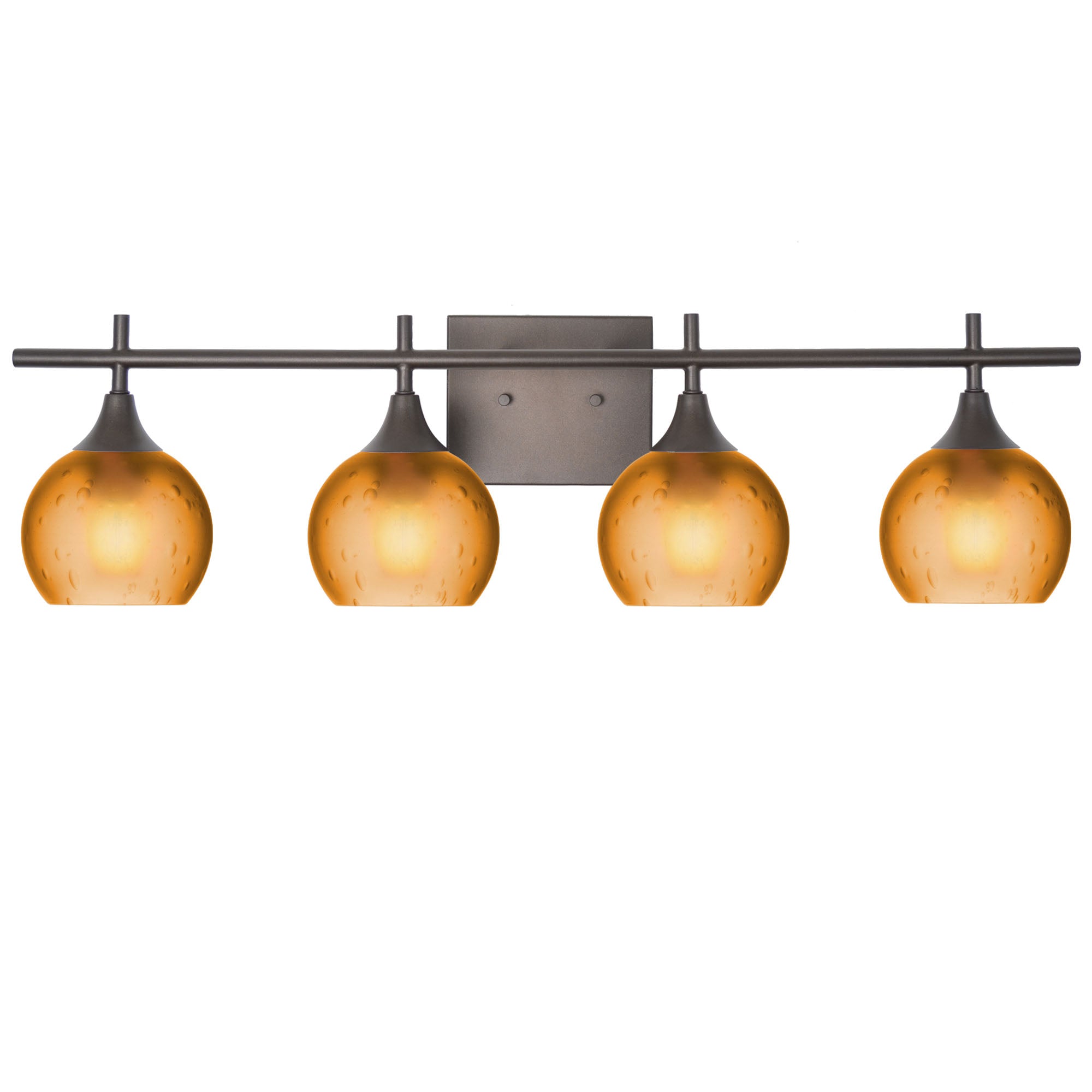 763 4-Light Vanity-Glass-Bicycle Glass Co-Celestial-Golden Amber-Antique Bronze-Bicycle Glass Co