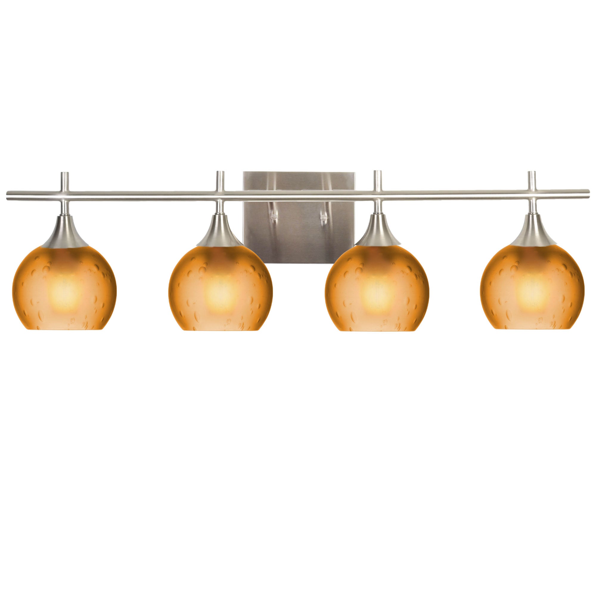 763 4-Light Vanity-Glass-Bicycle Glass Co-Celestial-Golden Amber-Brushed Nickel-Bicycle Glass Co