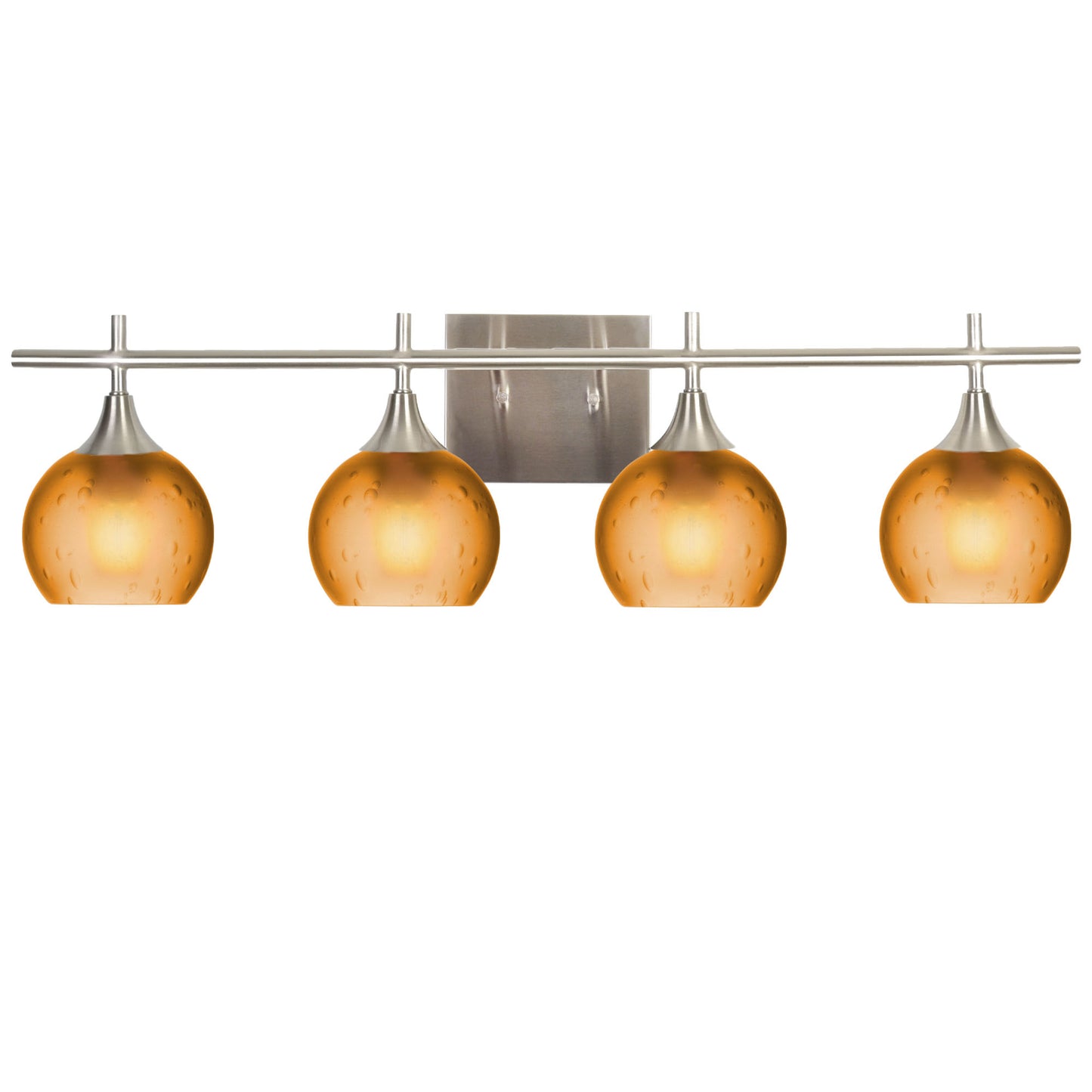 763 4-Light Vanity-Glass-Bicycle Glass Co-Celestial-Golden Amber-Brushed Nickel-Bicycle Glass Co