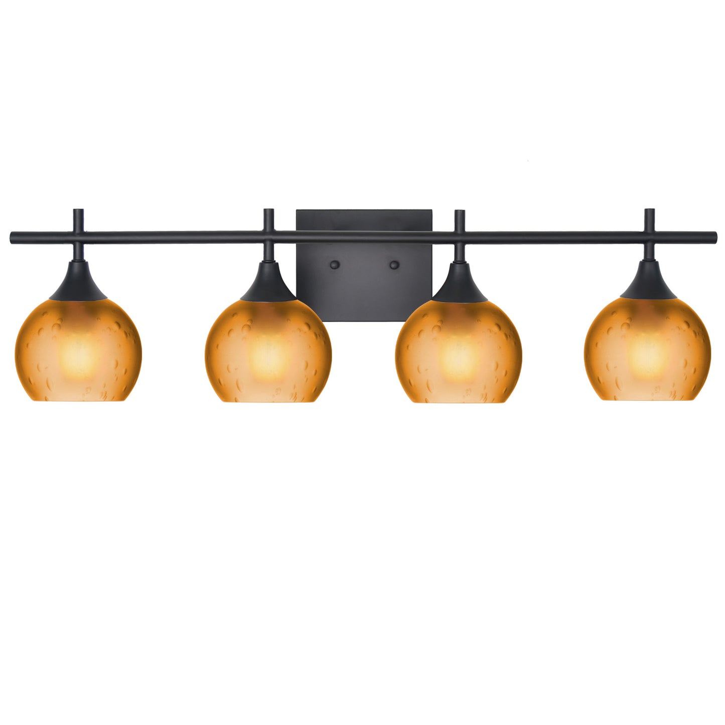 763 4-Light Vanity-Glass-Bicycle Glass Co-Celestial-Golden Amber-Matte Black-Bicycle Glass Co