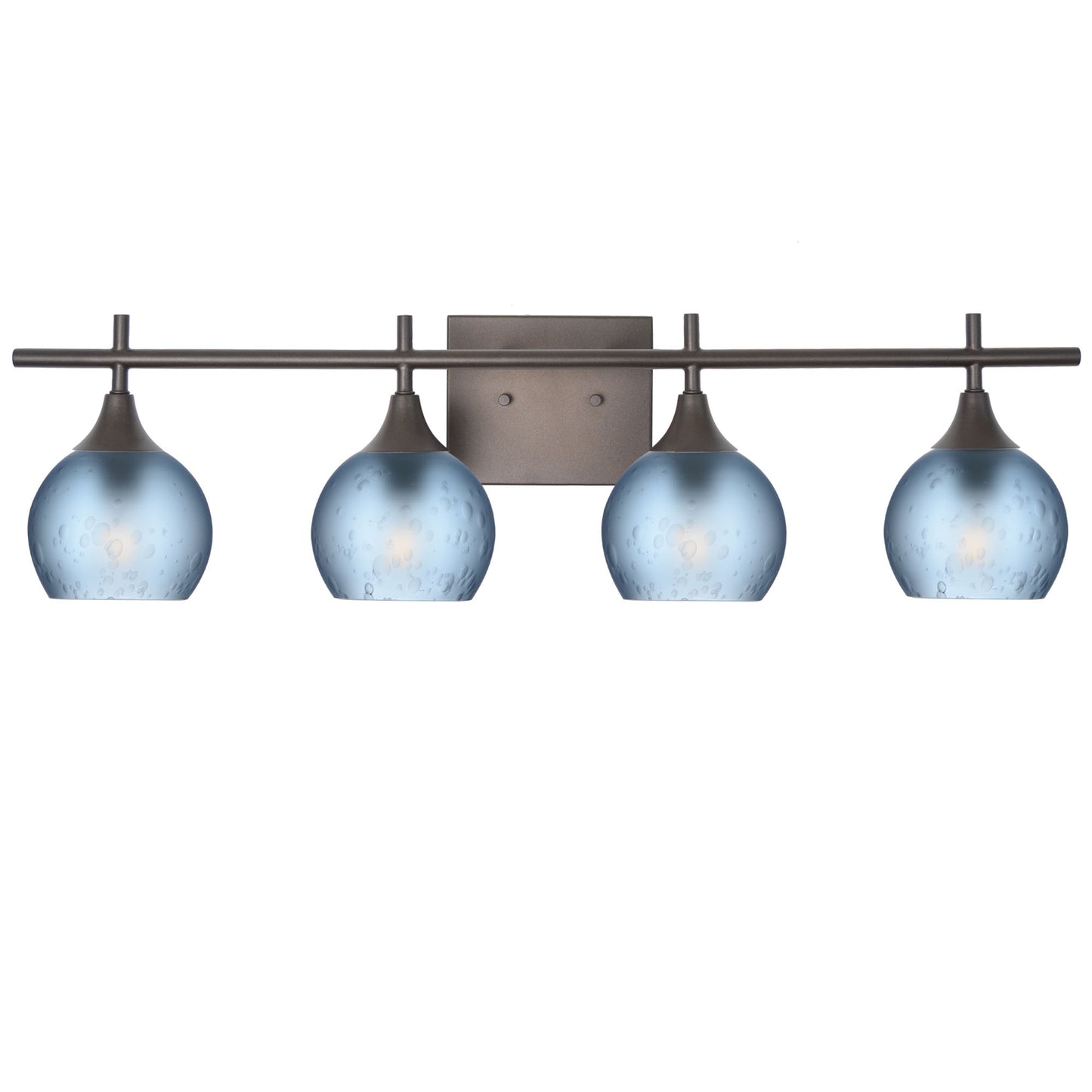 763 4-Light Vanity-Glass-Bicycle Glass Co-Celestial-Steel Blue-Antique Bronze-Bicycle Glass Co