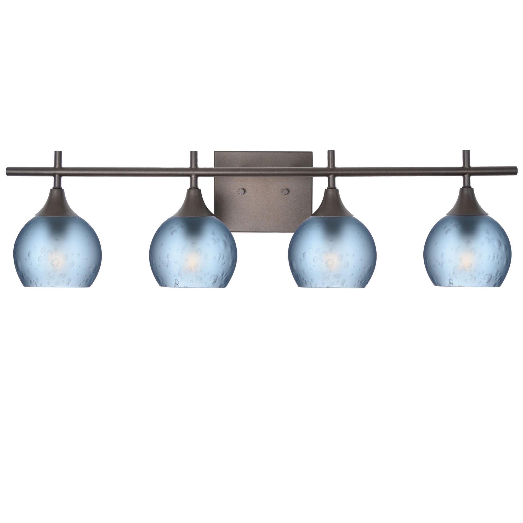 763 4-Light Vanity-Glass-Bicycle Glass Co-Celestial-Steel Blue-Antique Bronze-Bicycle Glass Co