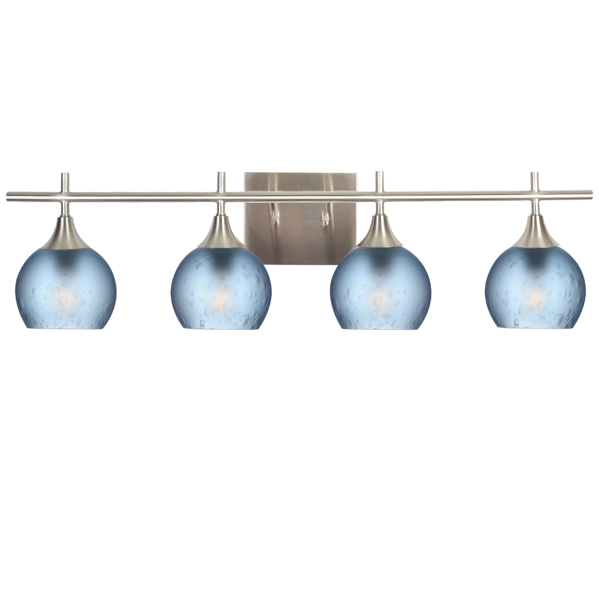 763 4-Light Vanity-Glass-Bicycle Glass Co-Celestial-Steel Blue-Brushed Nickel-Bicycle Glass Co