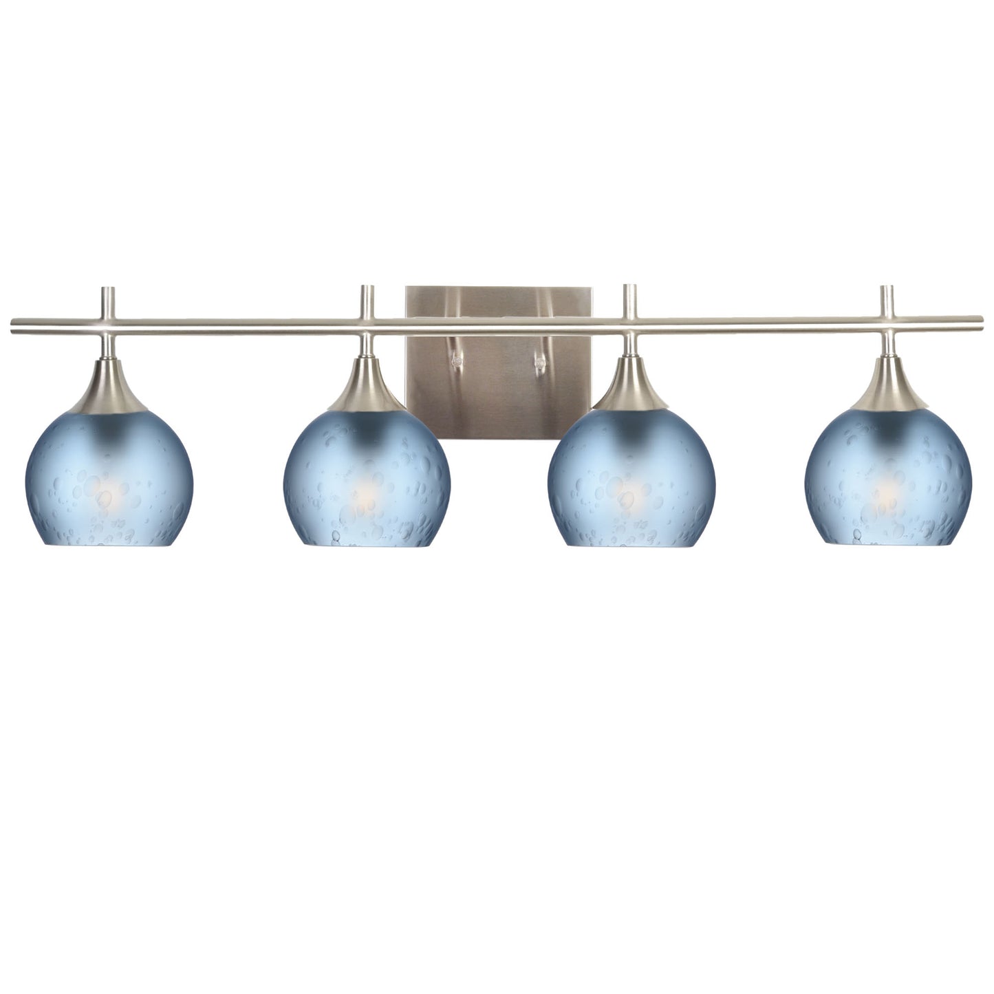 763 4-Light Vanity-Glass-Bicycle Glass Co-Celestial-Steel Blue-Brushed Nickel-Bicycle Glass Co
