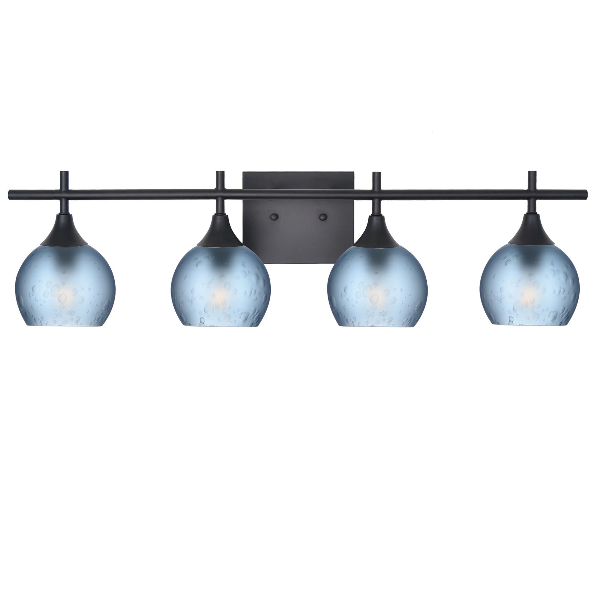 763 4-Light Vanity-Glass-Bicycle Glass Co-Celestial-Steel Blue-Matte Black-Bicycle Glass Co