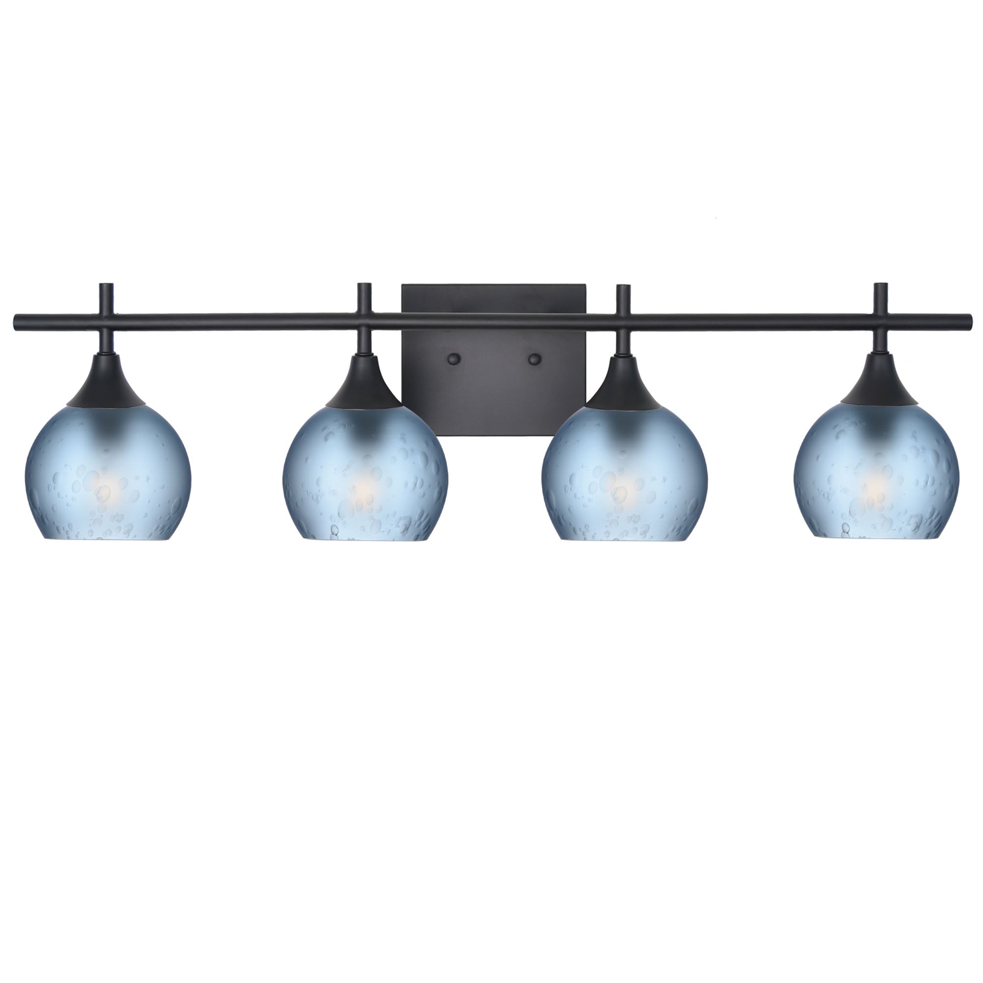 763 4-Light Vanity-Glass-Bicycle Glass Co-Celestial-Steel Blue-Matte Black-Bicycle Glass Co