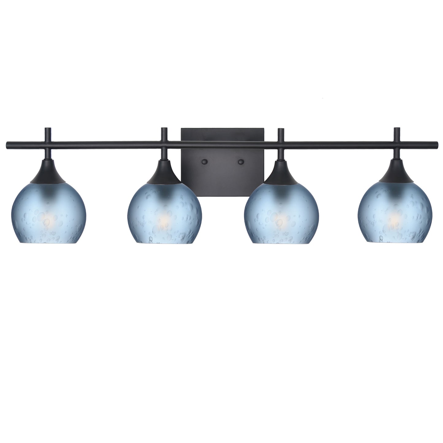 763 4-Light Vanity-Glass-Bicycle Glass Co-Celestial-Steel Blue-Matte Black-Bicycle Glass Co