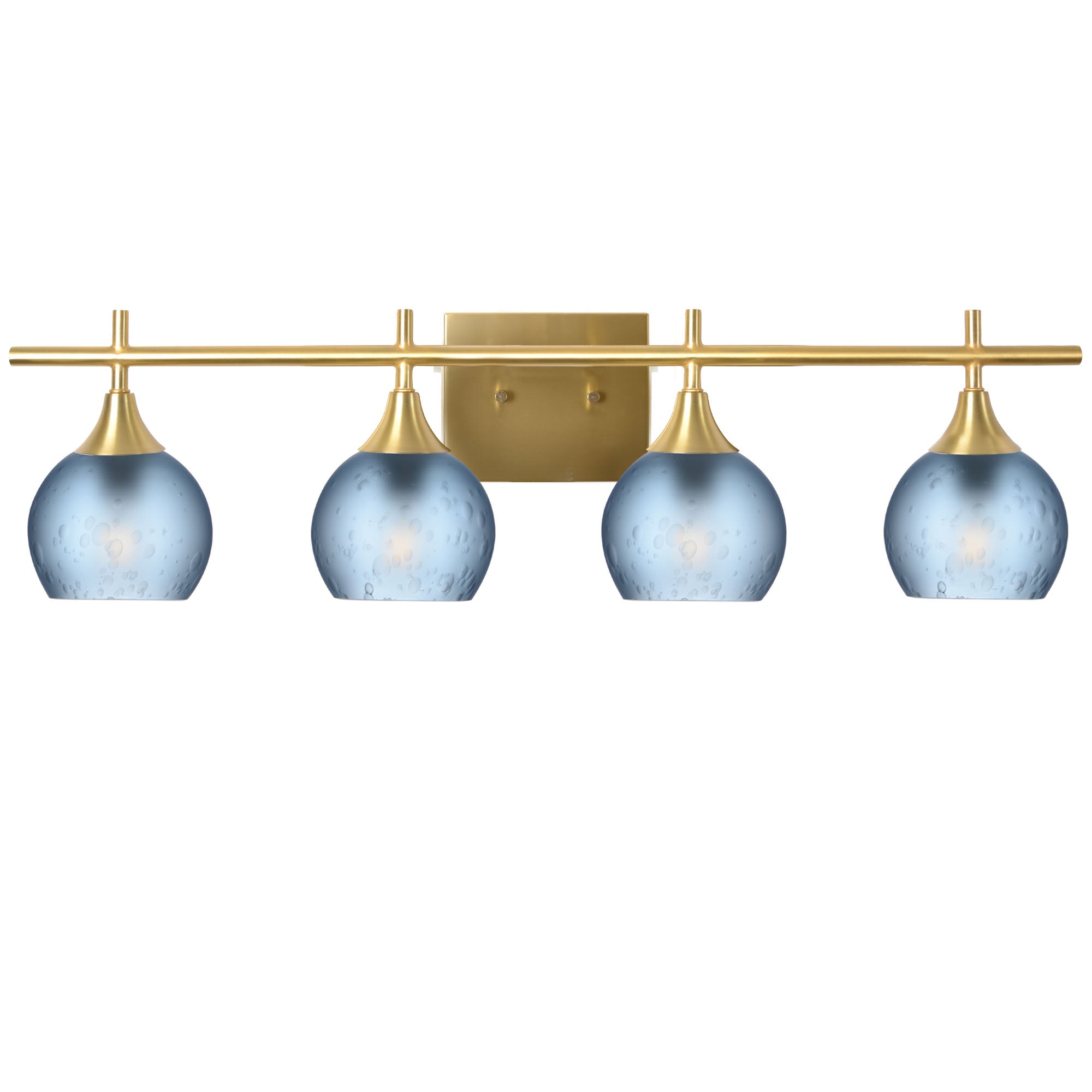 763 4-Light Vanity-Glass-Bicycle Glass Co-Celestial-Steel Blue-Polished Brass-Bicycle Glass Co