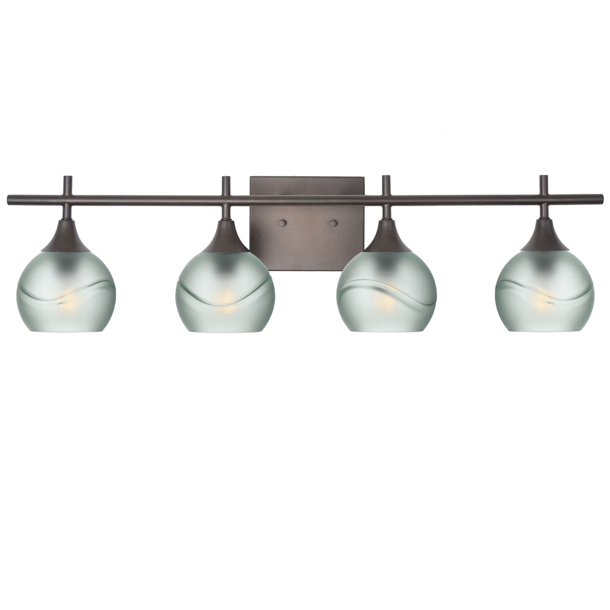 763 4-Light Vanity-Glass-Bicycle Glass Co-Glacial-Eco Clear-Antique Bronze-Bicycle Glass Co