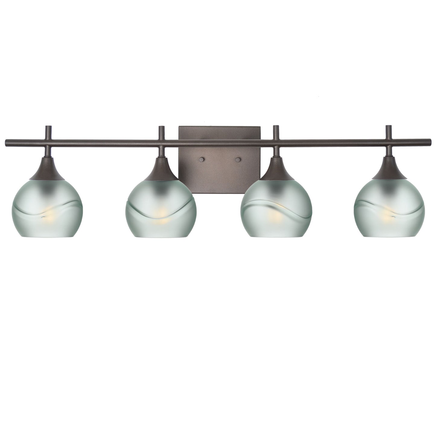 763 4-Light Vanity-Glass-Bicycle Glass Co-Glacial-Eco Clear-Antique Bronze-Bicycle Glass Co