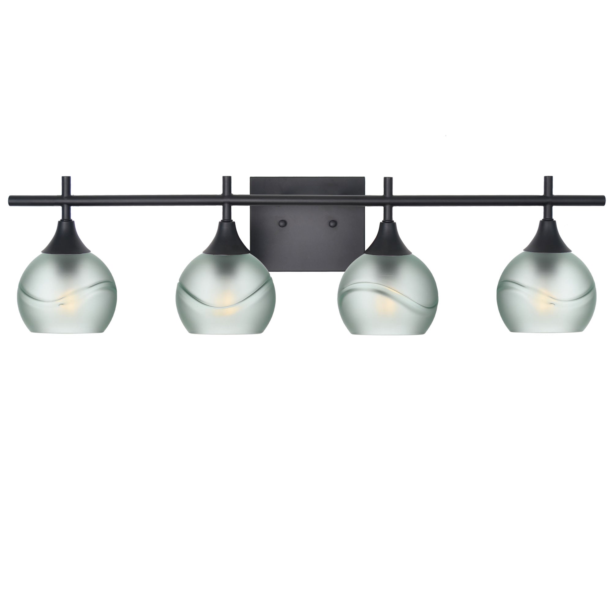 763 4-Light Vanity-Glass-Bicycle Glass Co-Glacial-Eco Clear-Matte Black-Bicycle Glass Co