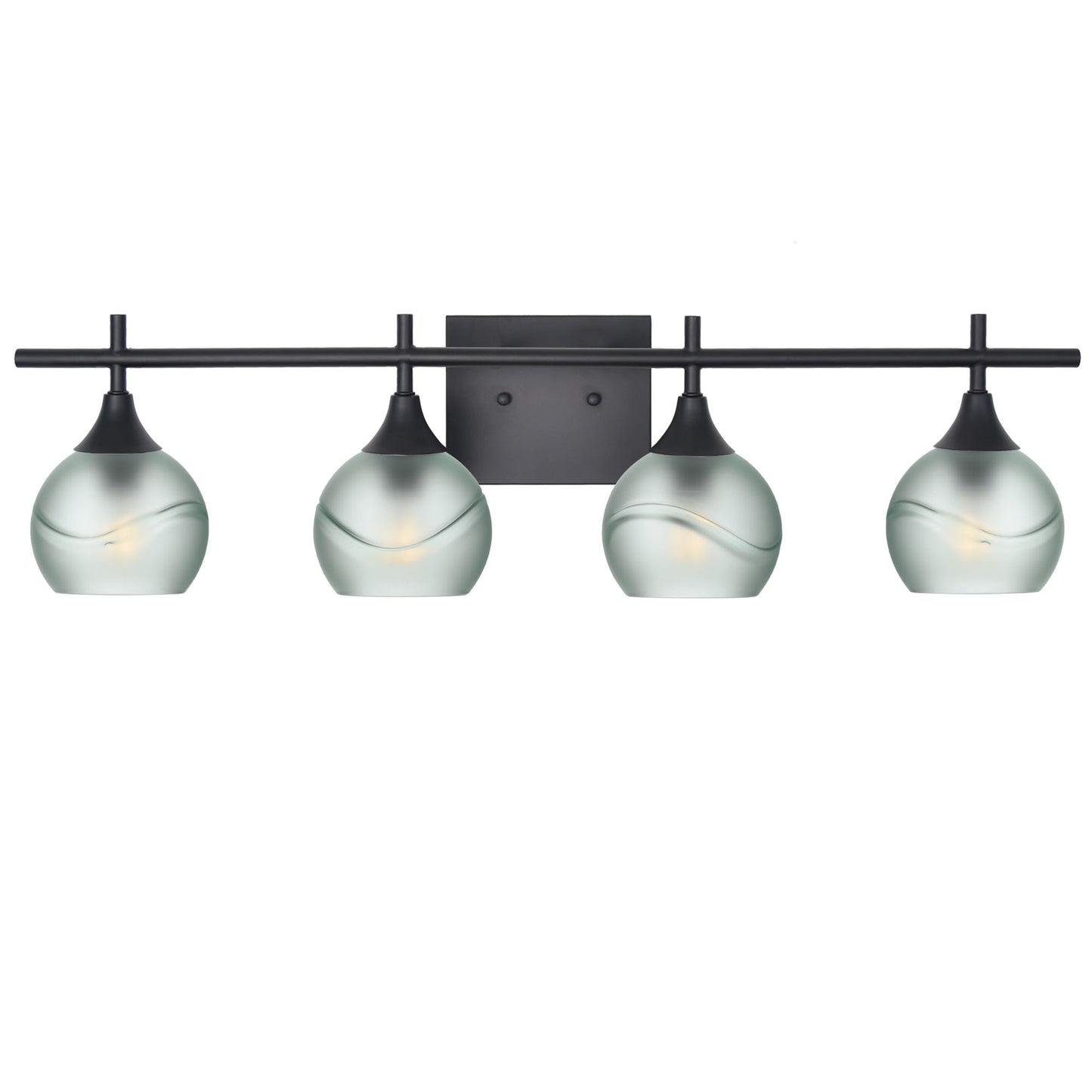 763 4-Light Vanity-Glass-Bicycle Glass Co-Glacial-Eco Clear-Matte Black-Bicycle Glass Co