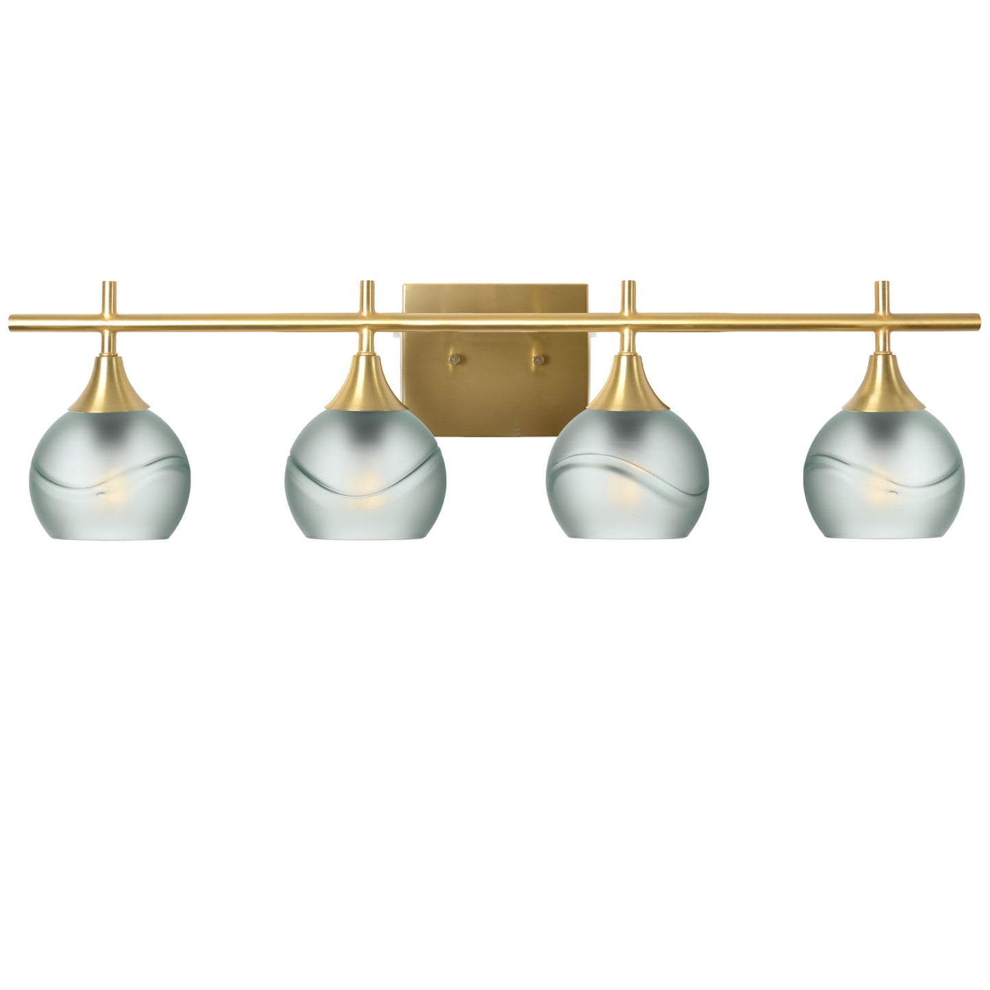 763 4-Light Vanity-Glass-Bicycle Glass Co-Glacial-Eco Clear-Polished Brass-Bicycle Glass Co