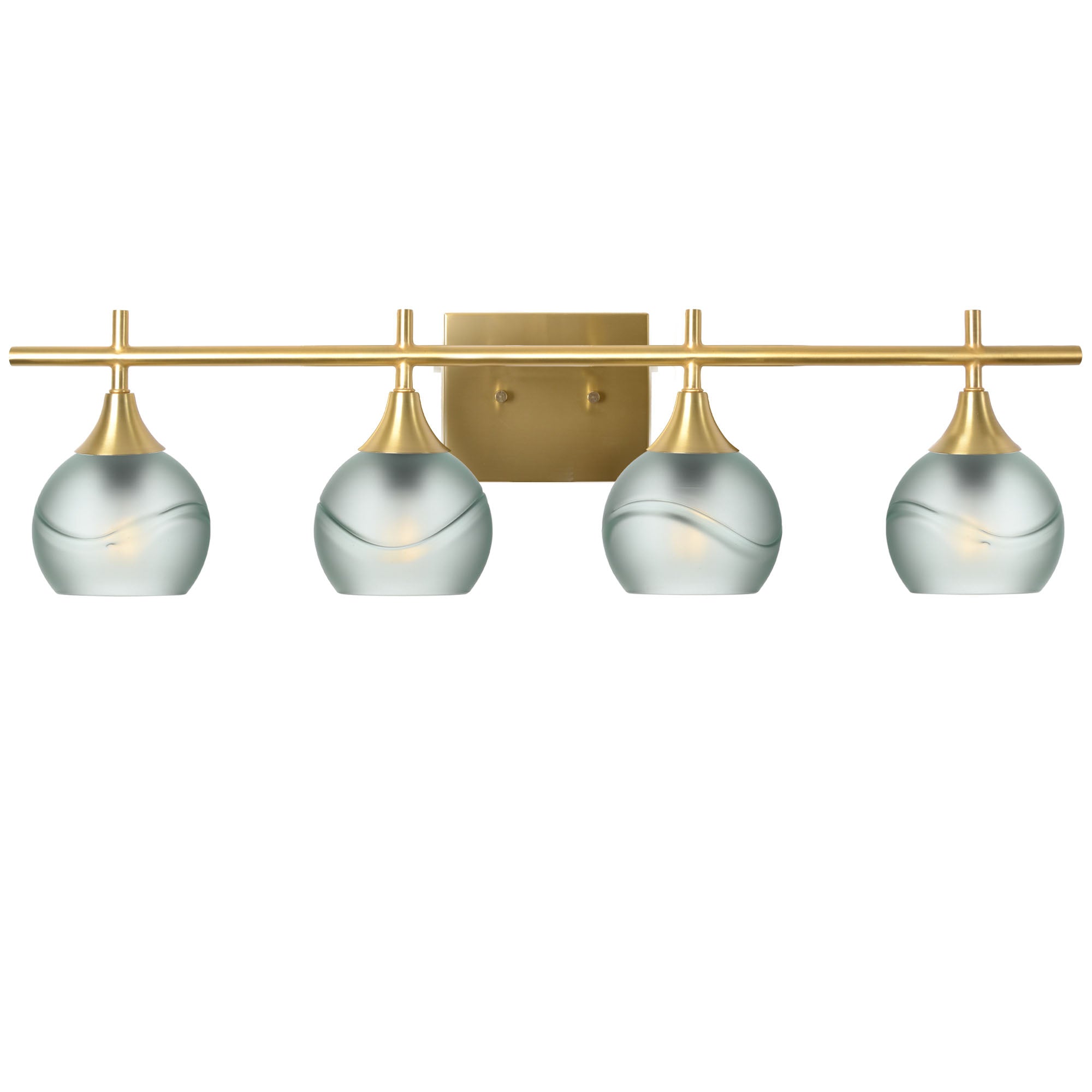 763 4-Light Vanity-Glass-Bicycle Glass Co-Glacial-Eco Clear-Polished Brass-Bicycle Glass Co