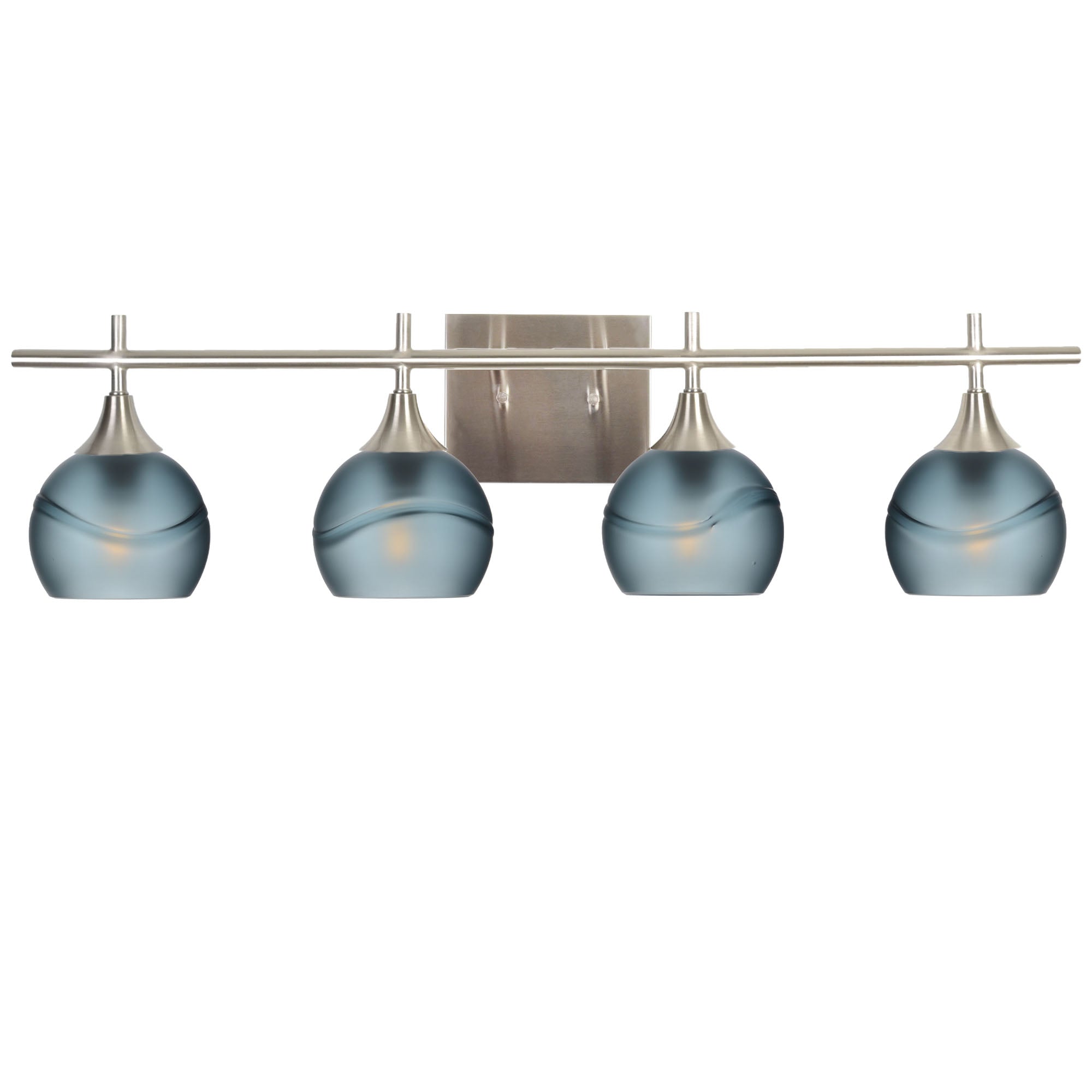 763 4-Light Vanity-Glass-Bicycle Glass Co-Glacial-Slate Gray-Brushed Nickel-Bicycle Glass Co
