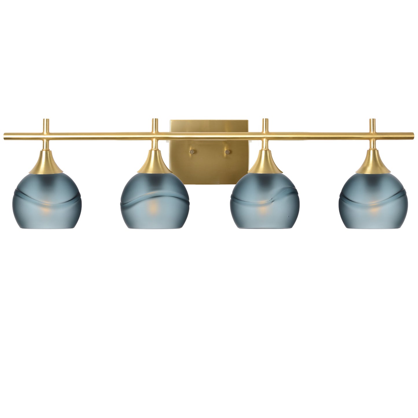 763 4-Light Vanity-Glass-Bicycle Glass Co-Glacial-Slate Gray-Polished Brass-Bicycle Glass Co