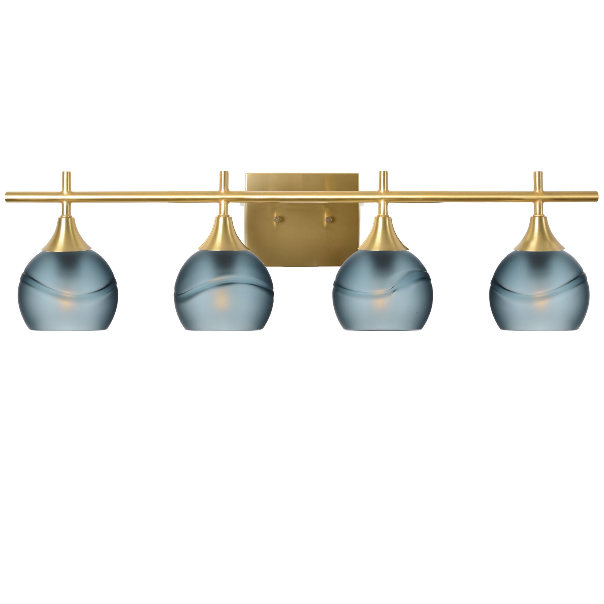 763 4-Light Vanity-Glass-Bicycle Glass Co-Glacial-Slate Gray-Polished Brass-Bicycle Glass Co