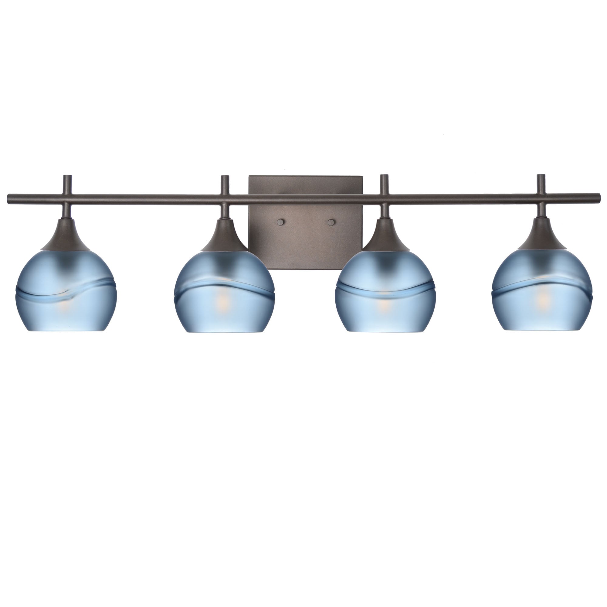 763 4-Light Vanity-Glass-Bicycle Glass Co-Glacial-Steel Blue-Antique Bronze-Bicycle Glass Co