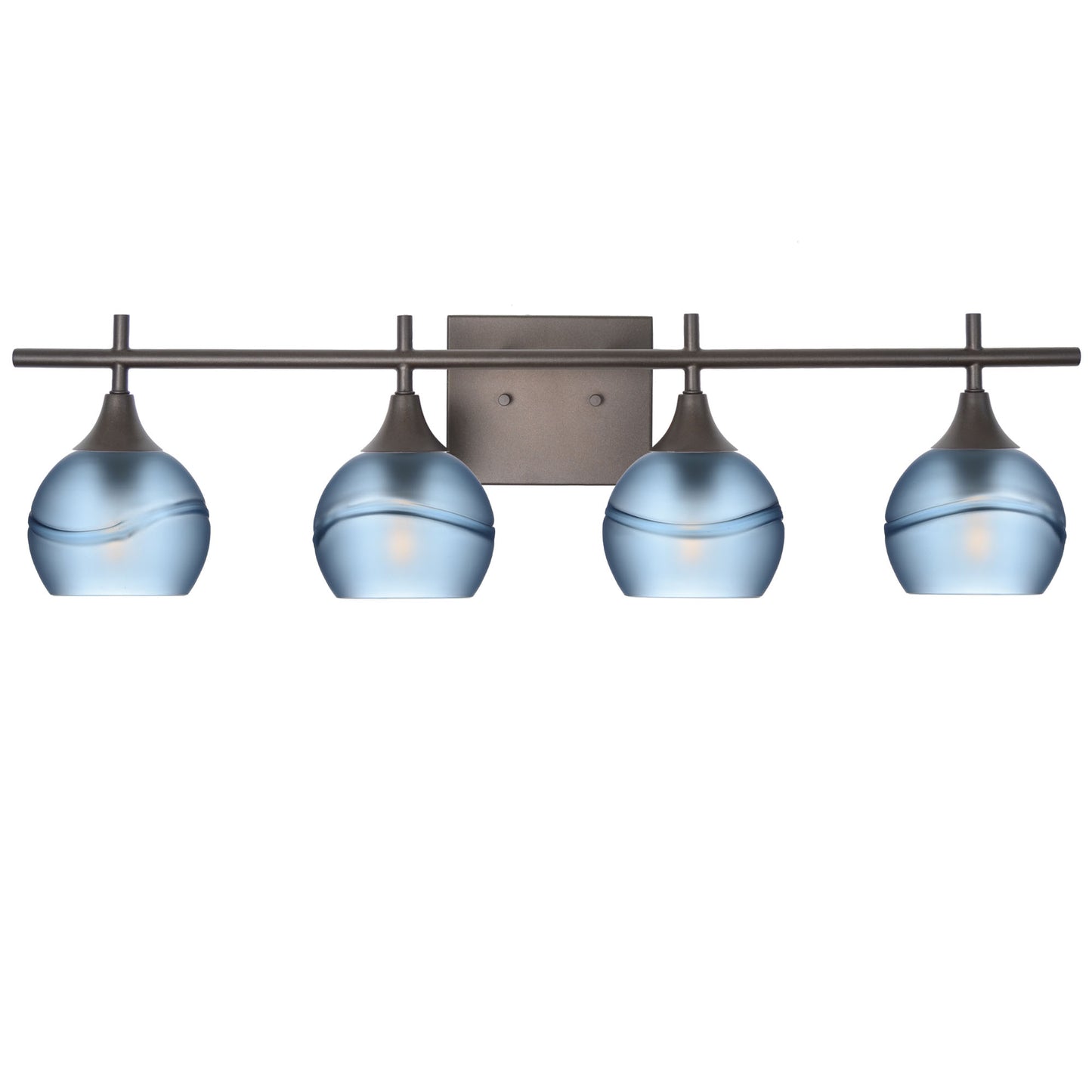 763 4-Light Vanity-Glass-Bicycle Glass Co-Glacial-Steel Blue-Antique Bronze-Bicycle Glass Co