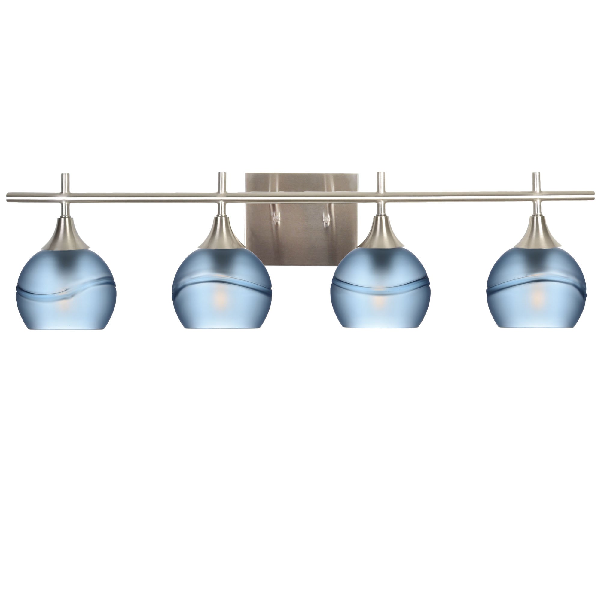 763 4-Light Vanity-Glass-Bicycle Glass Co-Glacial-Steel Blue-Brushed Nickel-Bicycle Glass Co