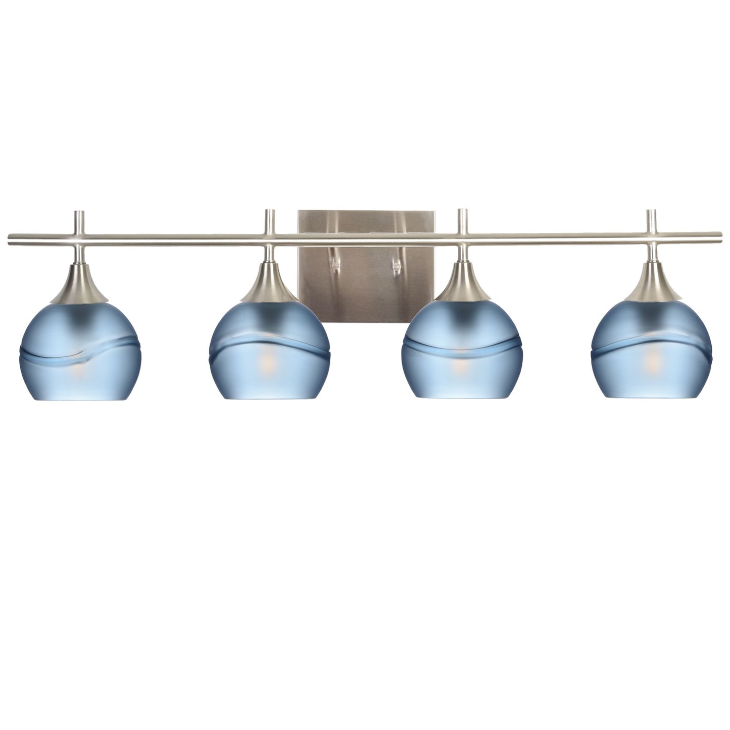 763 4-Light Vanity-Glass-Bicycle Glass Co-Glacial-Steel Blue-Brushed Nickel-Bicycle Glass Co