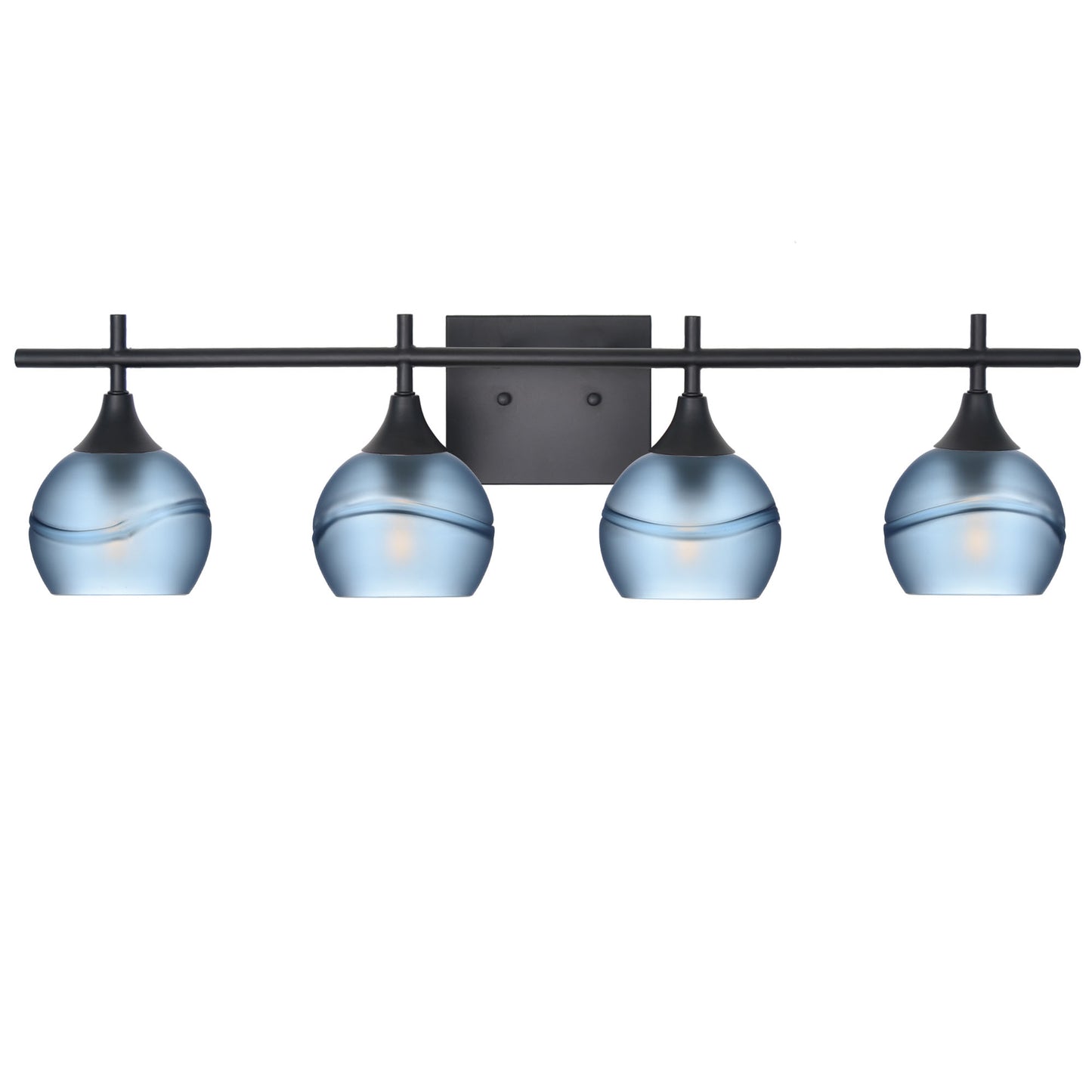 763 4-Light Vanity-Glass-Bicycle Glass Co-Glacial-Steel Blue-Matte Black-Bicycle Glass Co