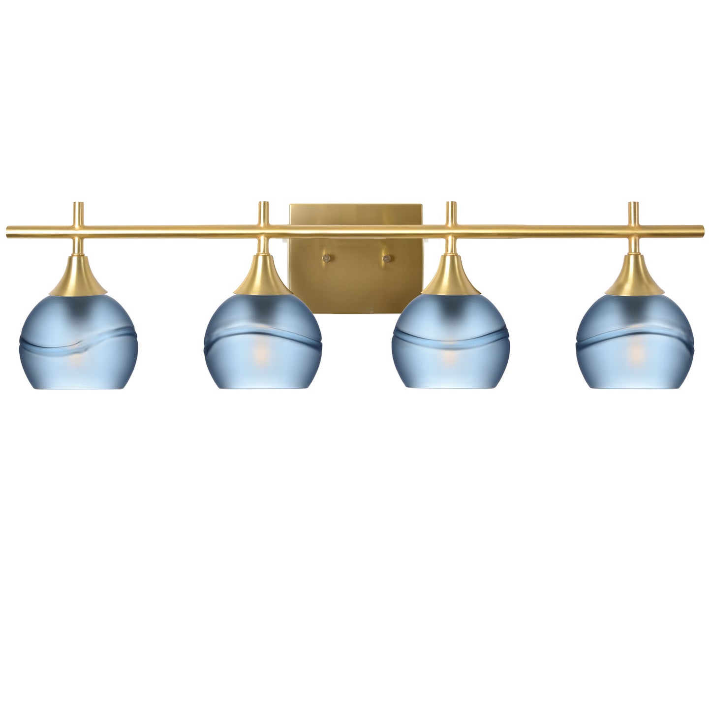 763 4-Light Vanity-Glass-Bicycle Glass Co-Glacial-Steel Blue-Polished Brass-Bicycle Glass Co