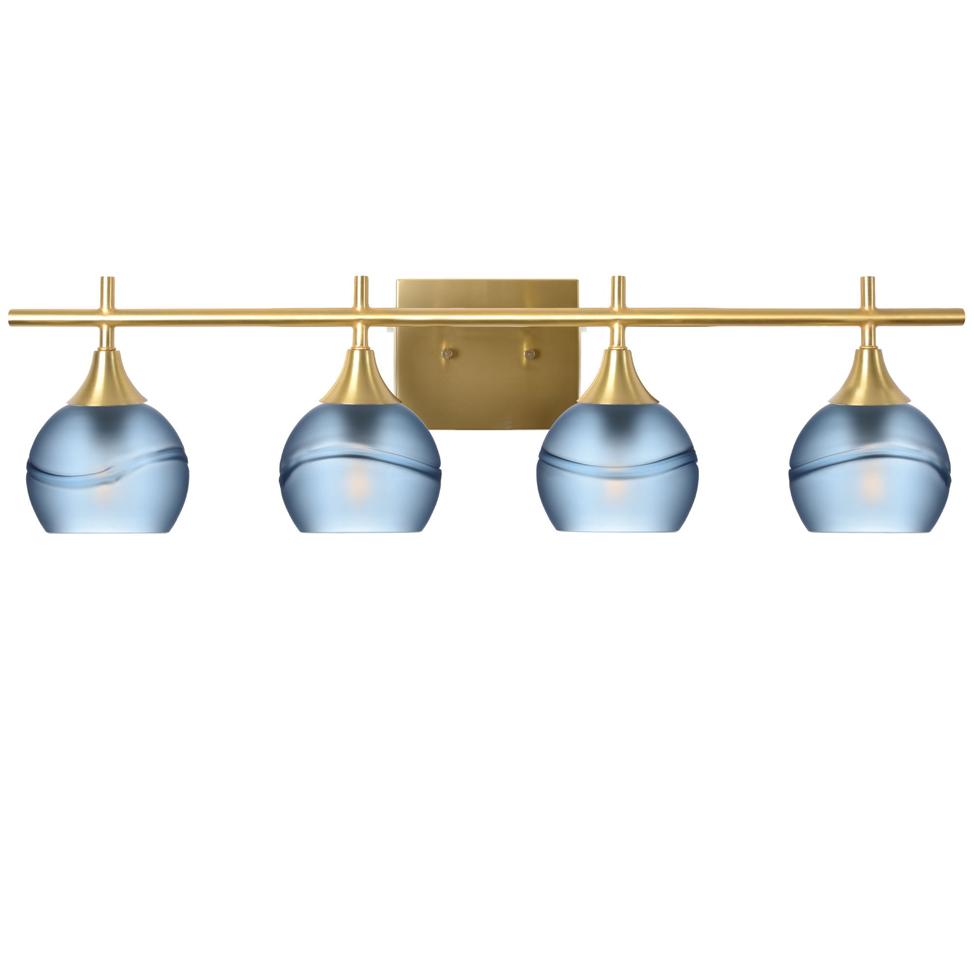 763 4-Light Vanity-Glass-Bicycle Glass Co-Glacial-Steel Blue-Polished Brass-Bicycle Glass Co