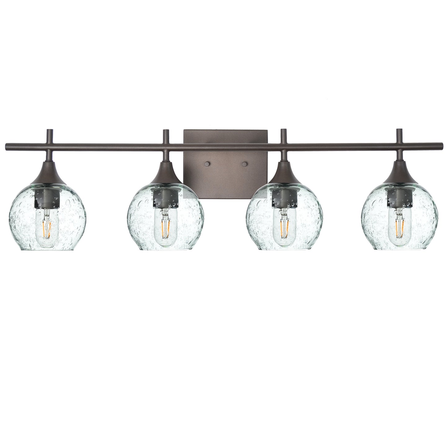 763 4-Light Vanity-Glass-Bicycle Glass Co-Lunar-Eco Clear-Antique Bronze-Bicycle Glass Co