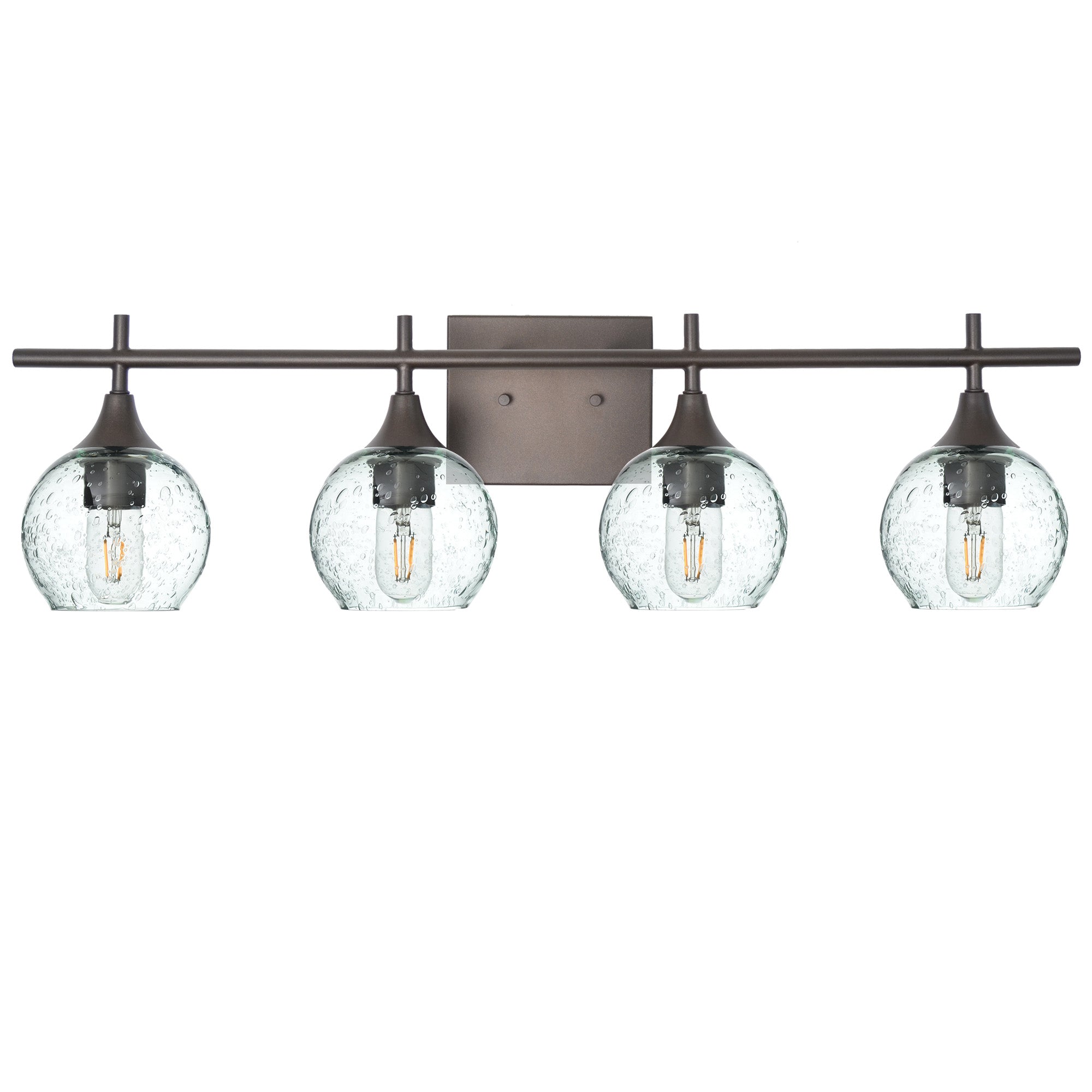 763 4-Light Vanity-Glass-Bicycle Glass Co-Lunar-Eco Clear-Antique Bronze-Bicycle Glass Co
