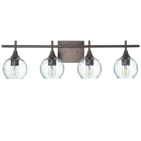 763 4-Light Vanity-Glass-Bicycle Glass Co-Lunar-Eco Clear-Antique Bronze-Bicycle Glass Co