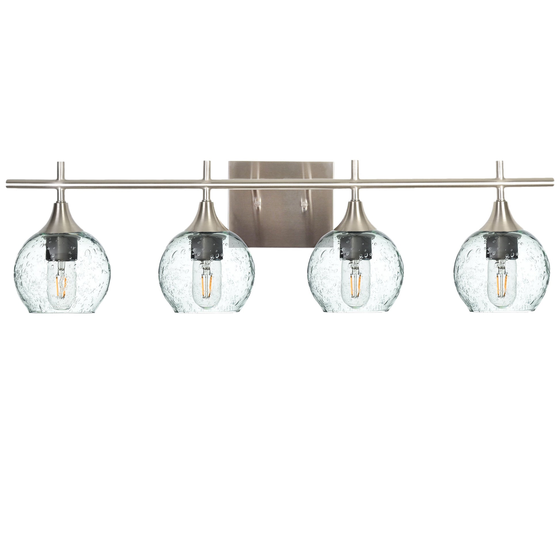 763 4-Light Vanity-Glass-Bicycle Glass Co-Lunar-Eco Clear-Brushed Nickel-Bicycle Glass Co
