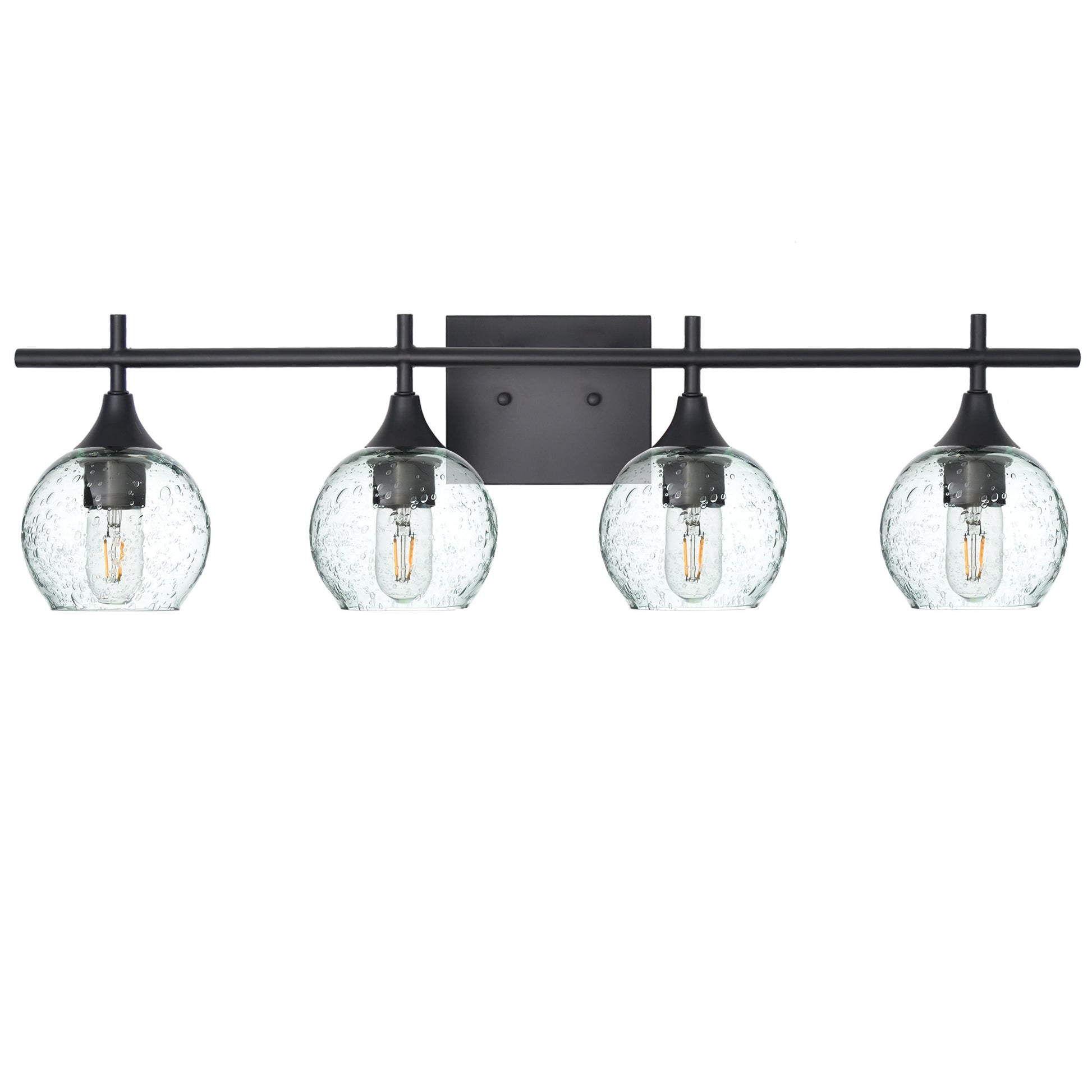 763 4-Light Vanity-Glass-Bicycle Glass Co-Lunar-Eco Clear-Matte Black-Bicycle Glass Co